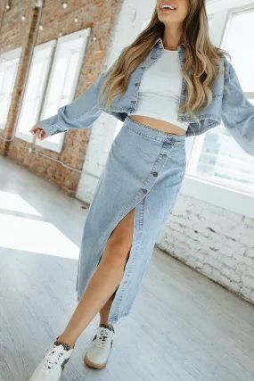 Back Slit Cityscape Skirt