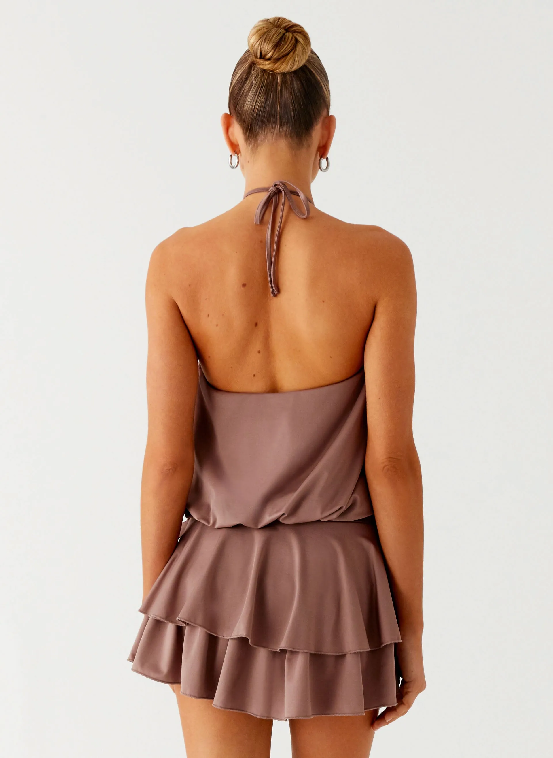 Dopamine Belt Mini Dress - Taupe Clean Tone foldable