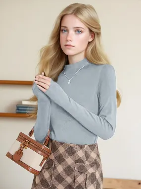 Emberlynn Simple Slim Fit Mock Neck Sweater TailoredCut