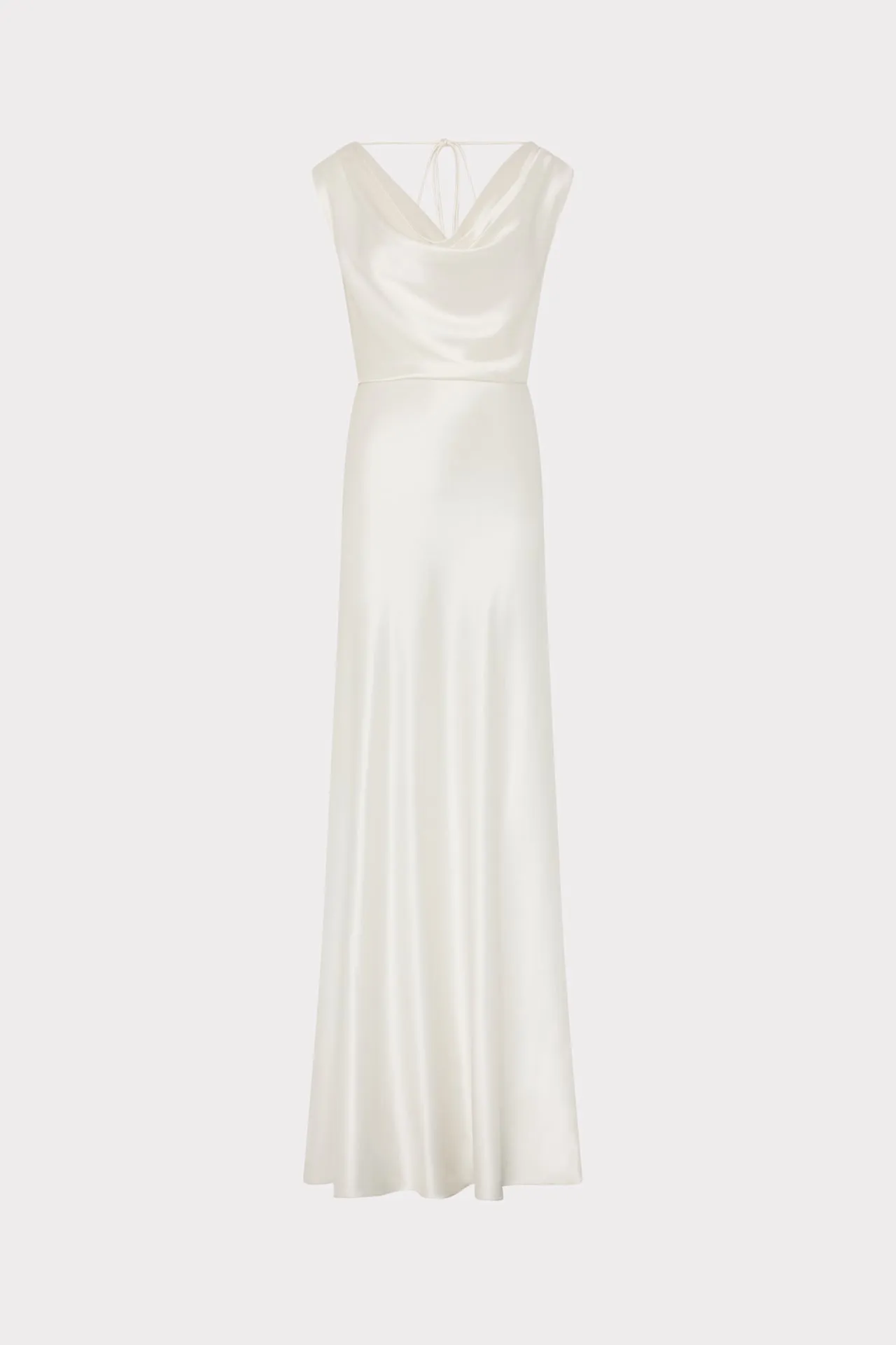 Hammered Satin Cowl Neck Gown Matte-Lining Easy Movement