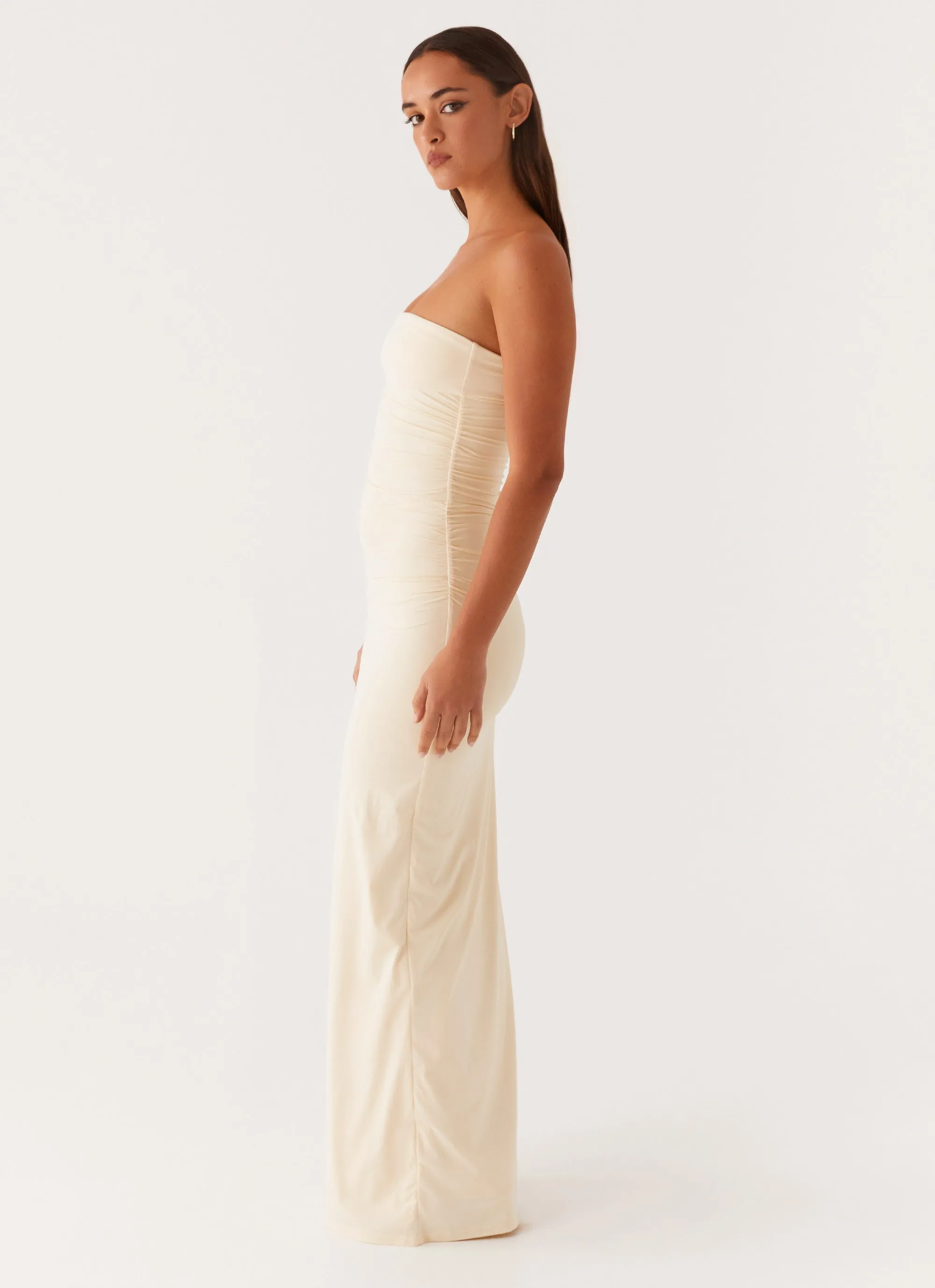 Romee Strapless Maxi Dress - Pastel Yellow Casual and Smart