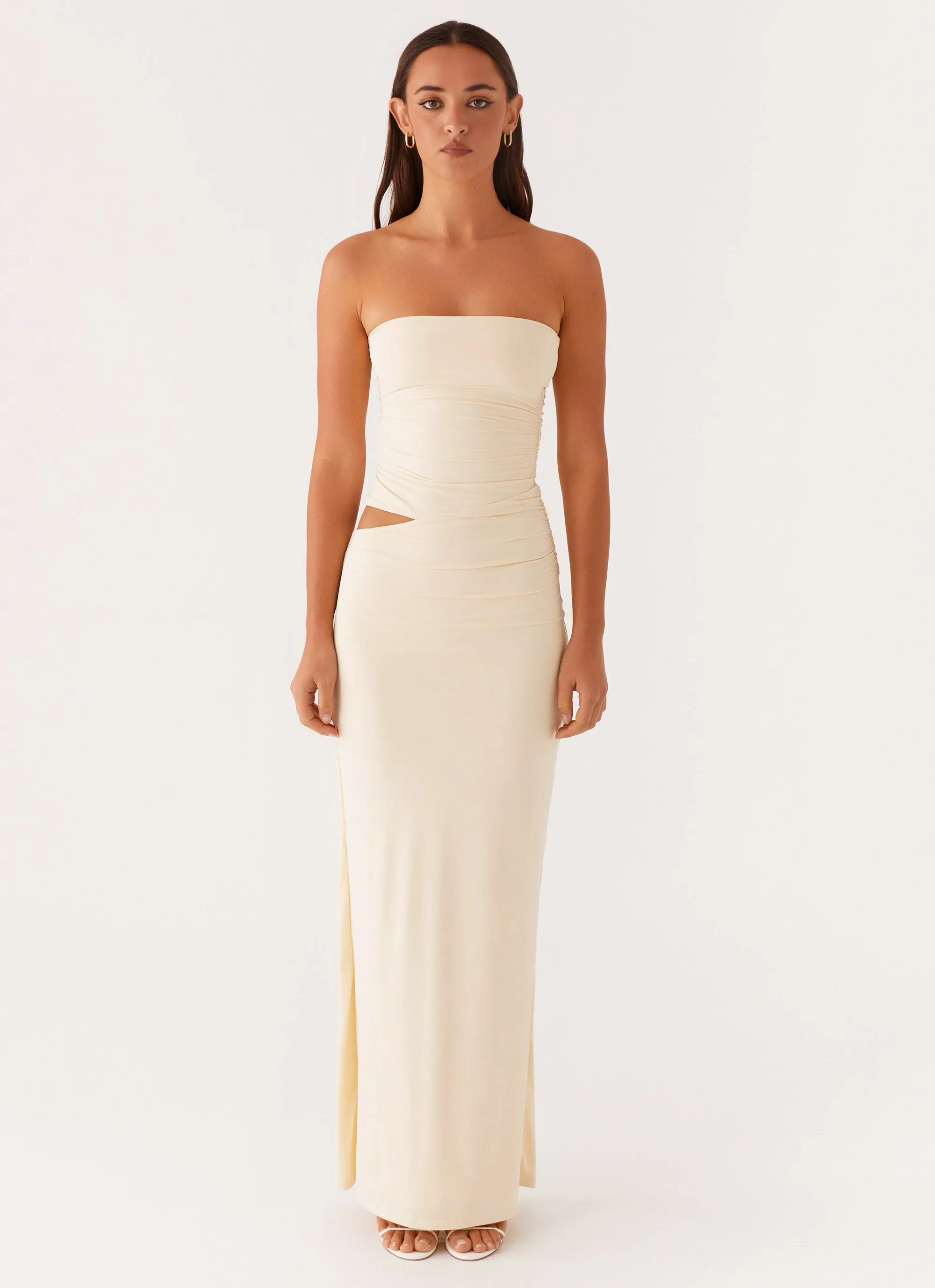 Romee Strapless Maxi Dress - Pastel Yellow Invisible-Zip Relax Mode