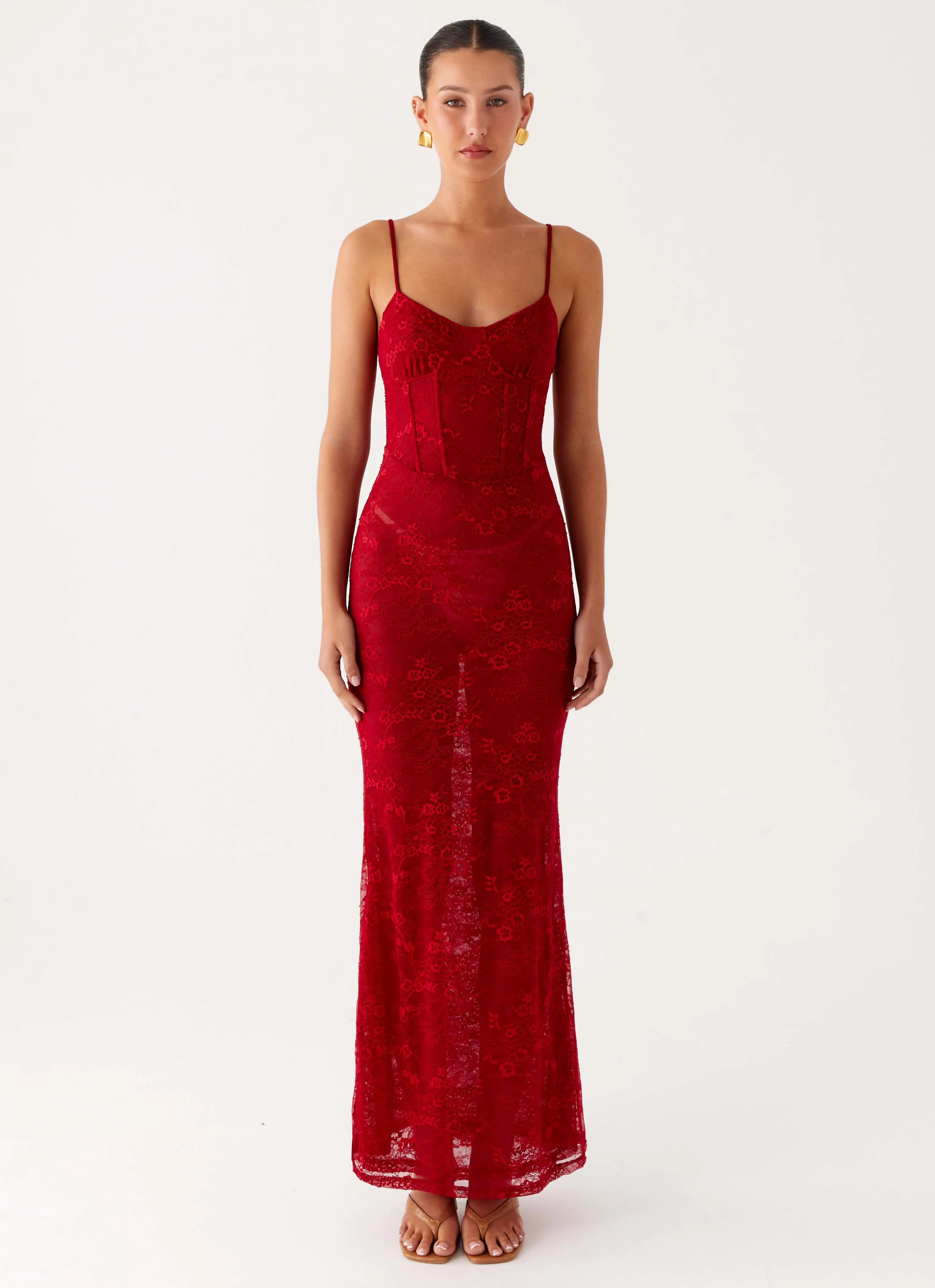 Rosa Corset Maxi Dress - Red City Layering Street Elegance