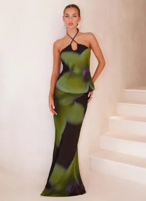 Rosetta Maxi Skirt - Lime Flower Relaxed Outfit Custom made