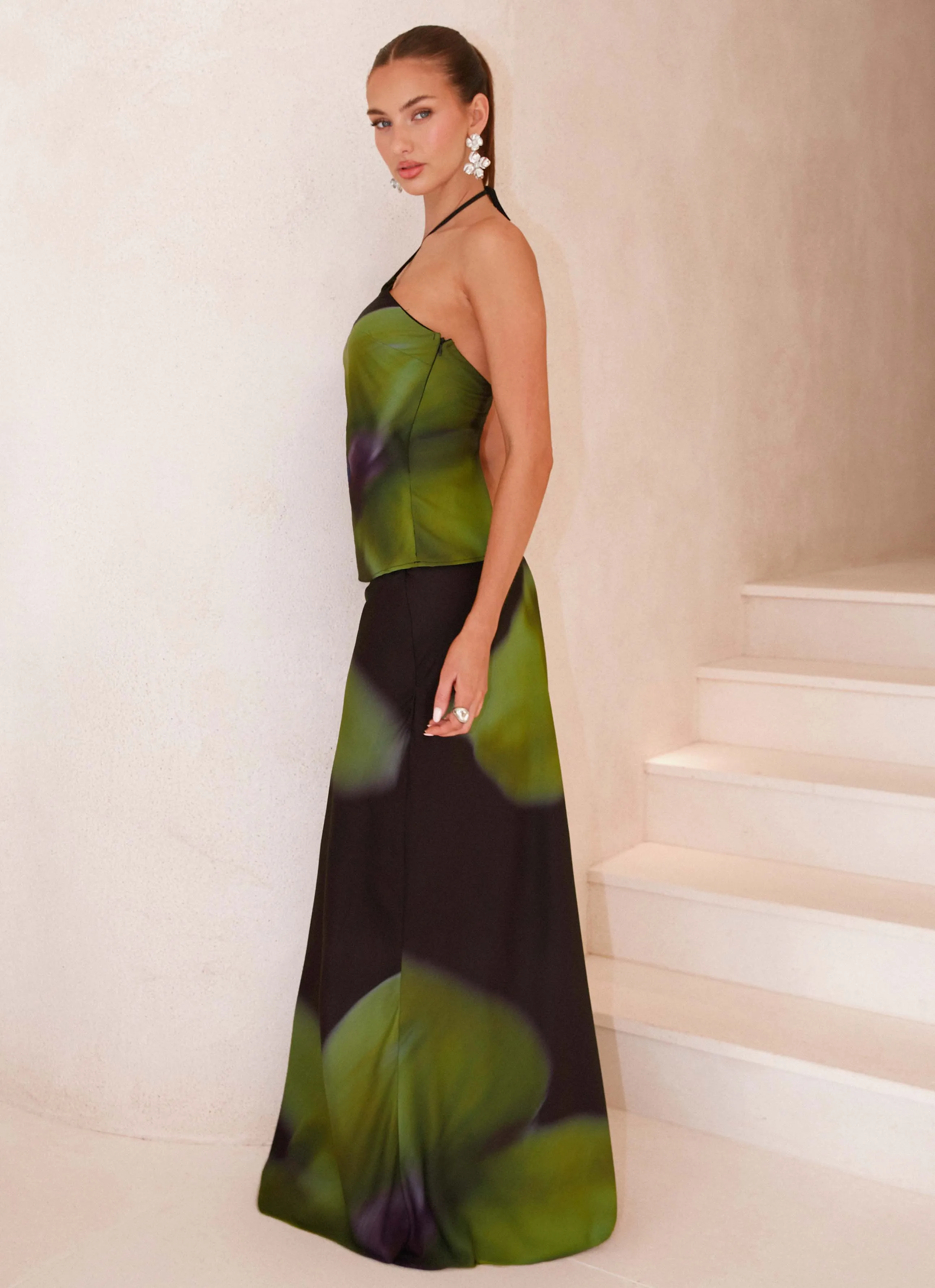 Aesthetic Look Rosetta Maxi Skirt - Lime Flower