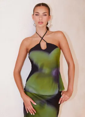 Rosetta Top - Lime Flower Flexible Shoulder Gusset