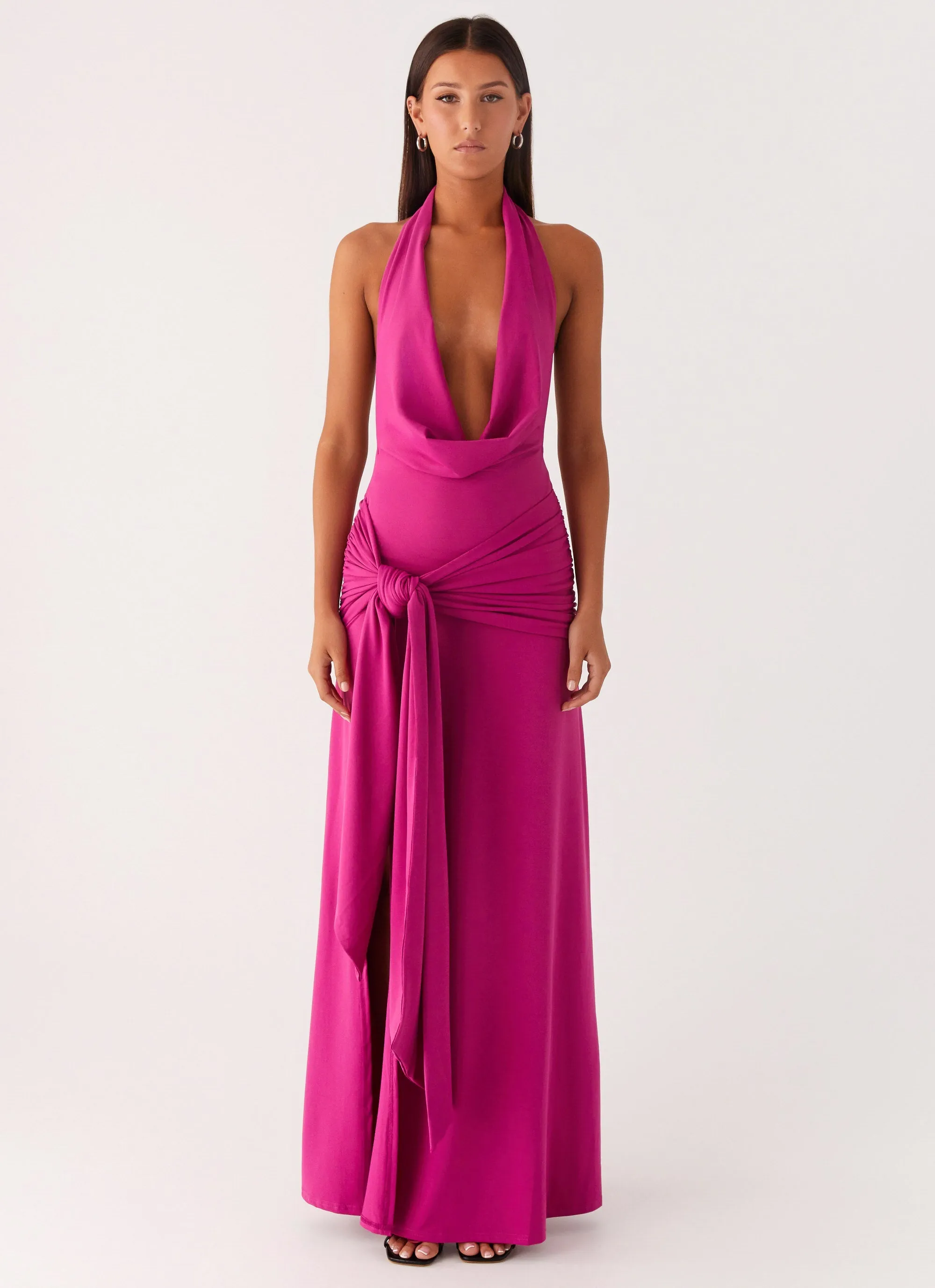 Rowan Ray Cowl Maxi Dress - Fuchsia Relaxed Mood Fall Tone