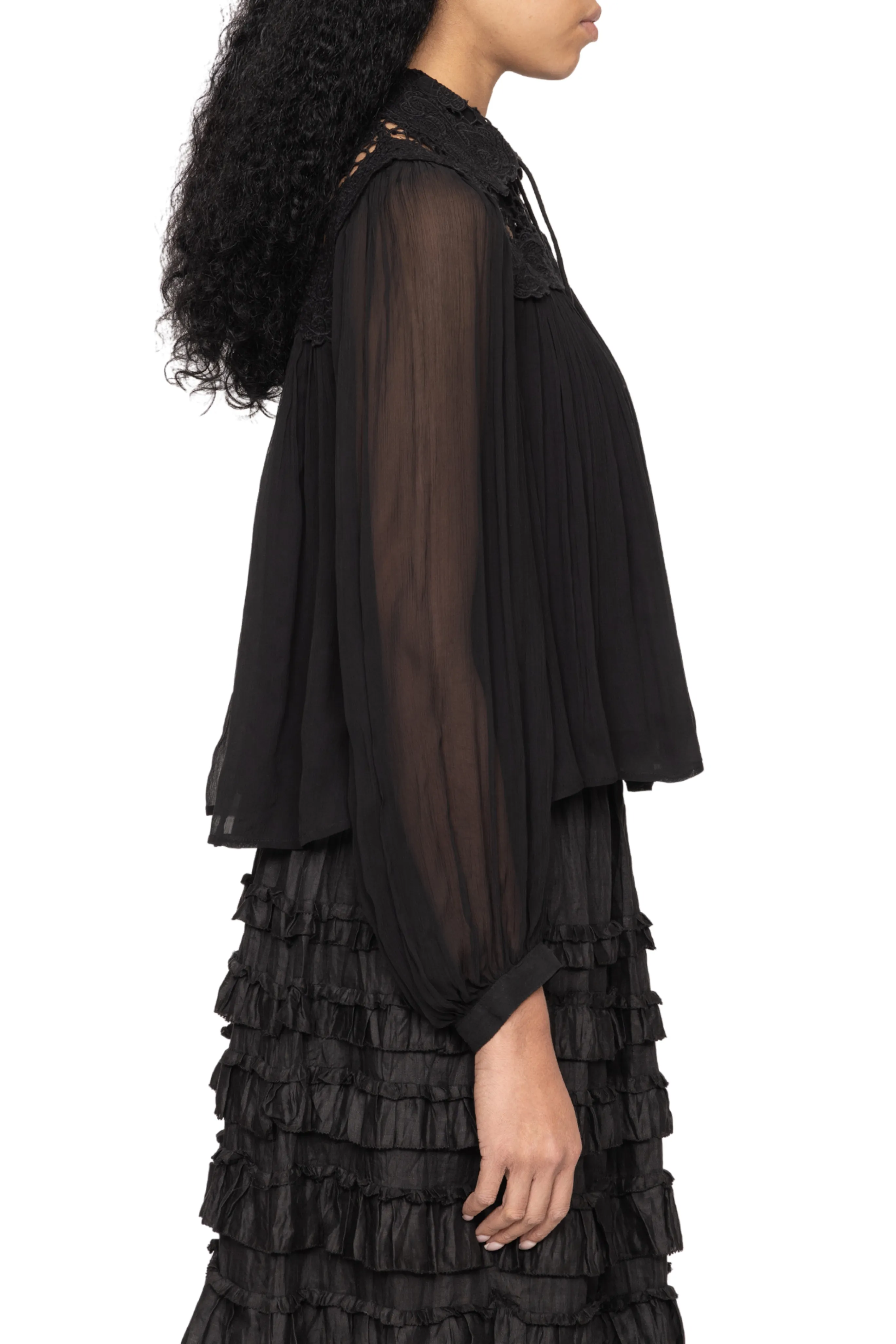 Eco Friendly Fabric Daphne Lace Long Sleeve Top