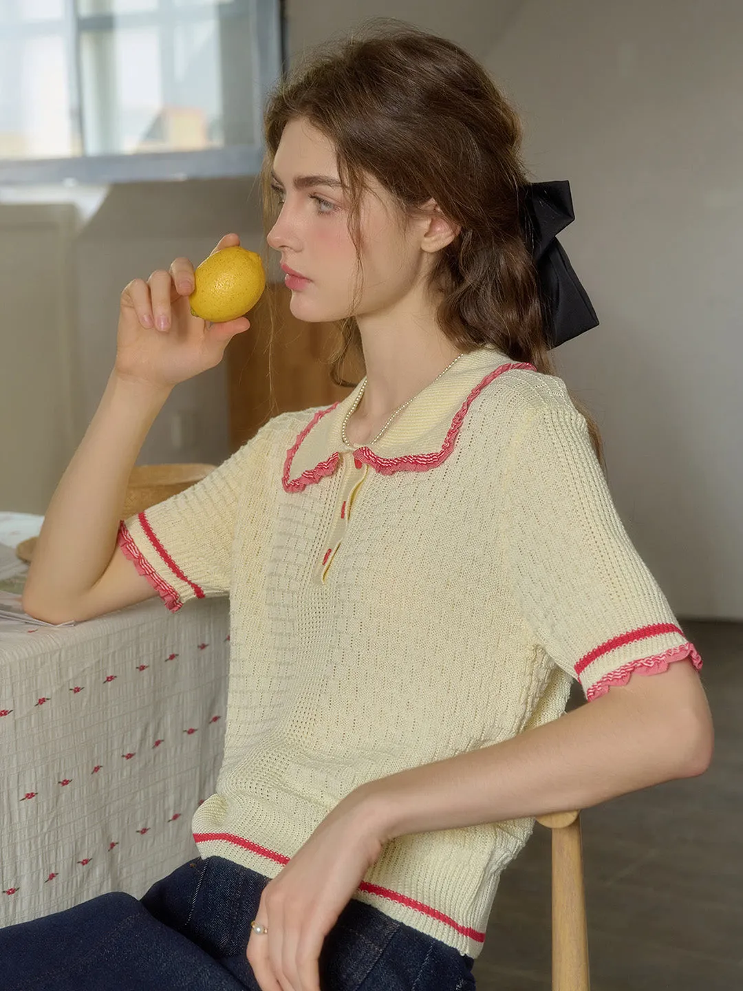 Anti Static Cloth Blend Interlock Stitching ??Final Sale??Serenity Round Neck Knit Top