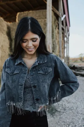 Bryson Rhinestone Cropped Jacket High Density Knit