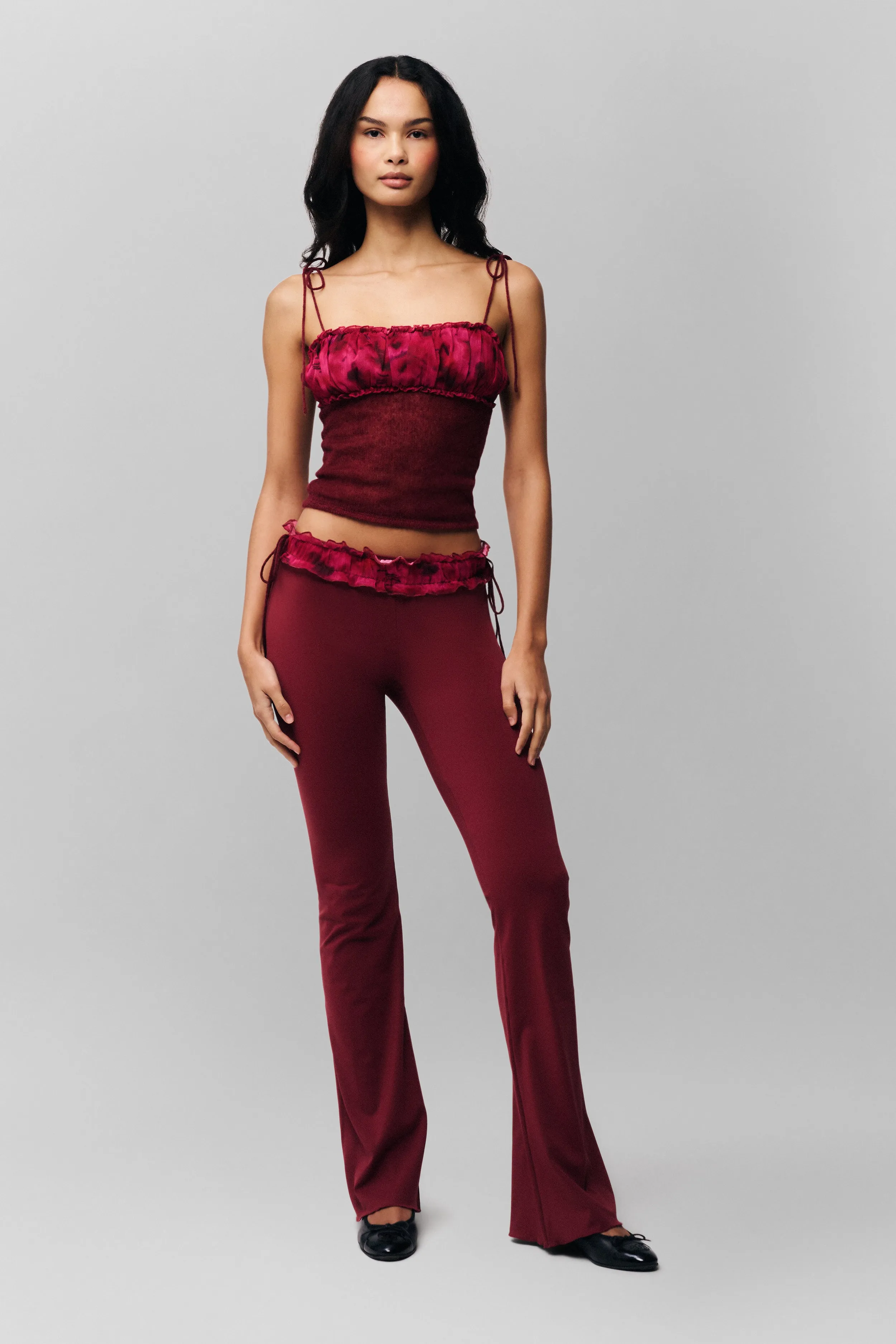 Ruched Chiffon Knit Tank WrinkleResistant Cloth