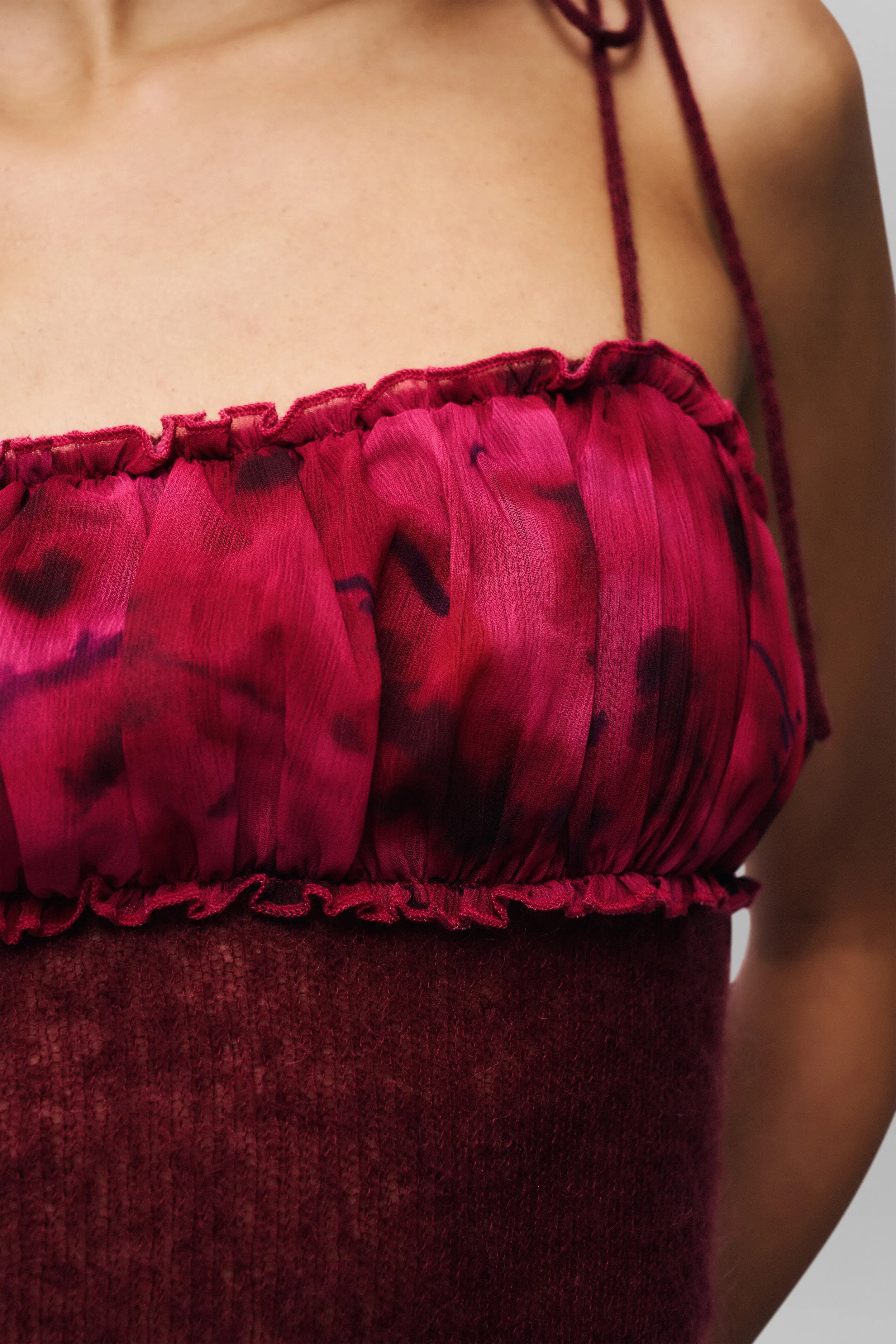 Ruched Chiffon Knit Tank LightweightLayeredFabric