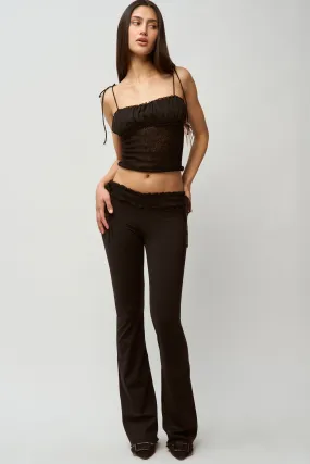 Printed Hoodie Ruched Chiffon Knit Tank