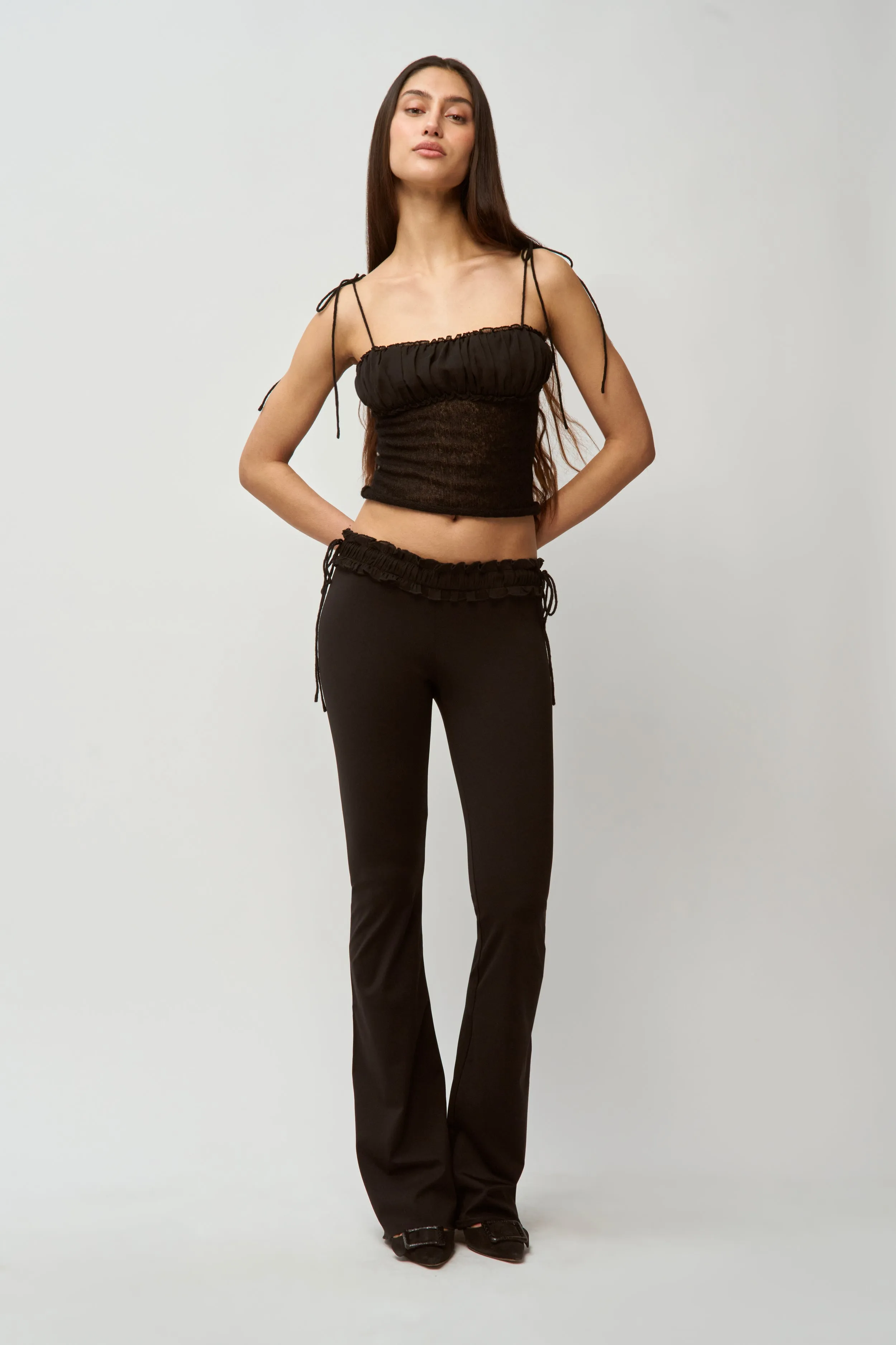 Ruched Chiffon Knit Tank Comfy Layer