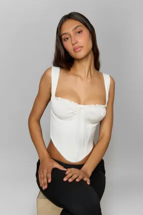 Garment Washed Softness Breathable Mesh Back Ruched Cup Bustier Top