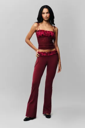 Non Iron Technology Ruched Side Tie Stretch Pant