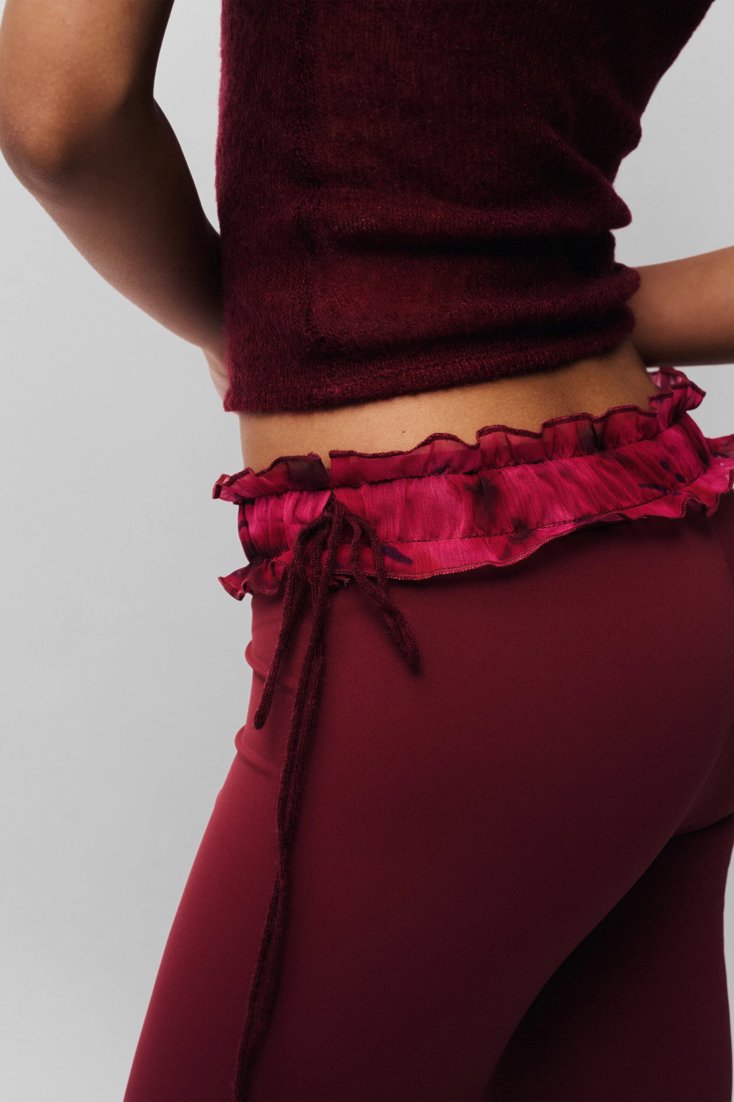 Ruched Side Tie Stretch Pant Practical Comfort HeatRegulating