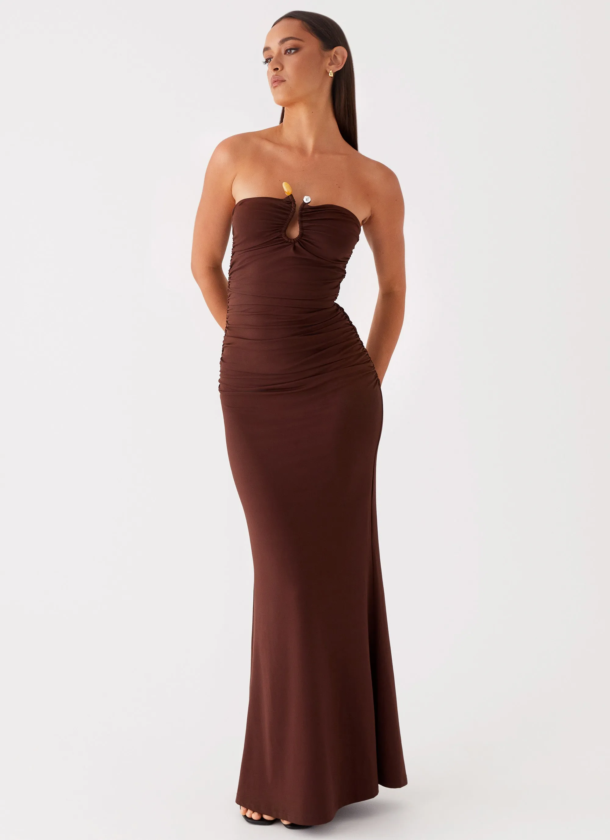 Quilted-Lining Rudy Maxi Dress - Brown