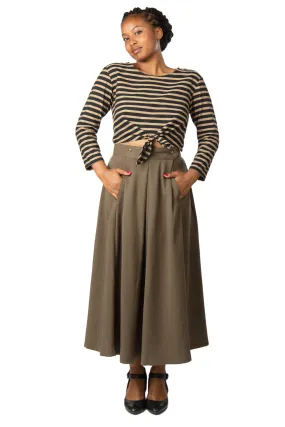 Wool blend Rue Skirt in Olive Tencel