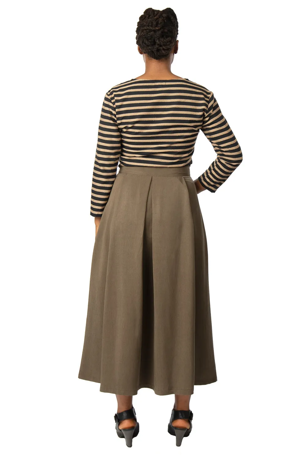SoftCottonBlend Comfort Layer Wear Rue Skirt in Olive Tencel