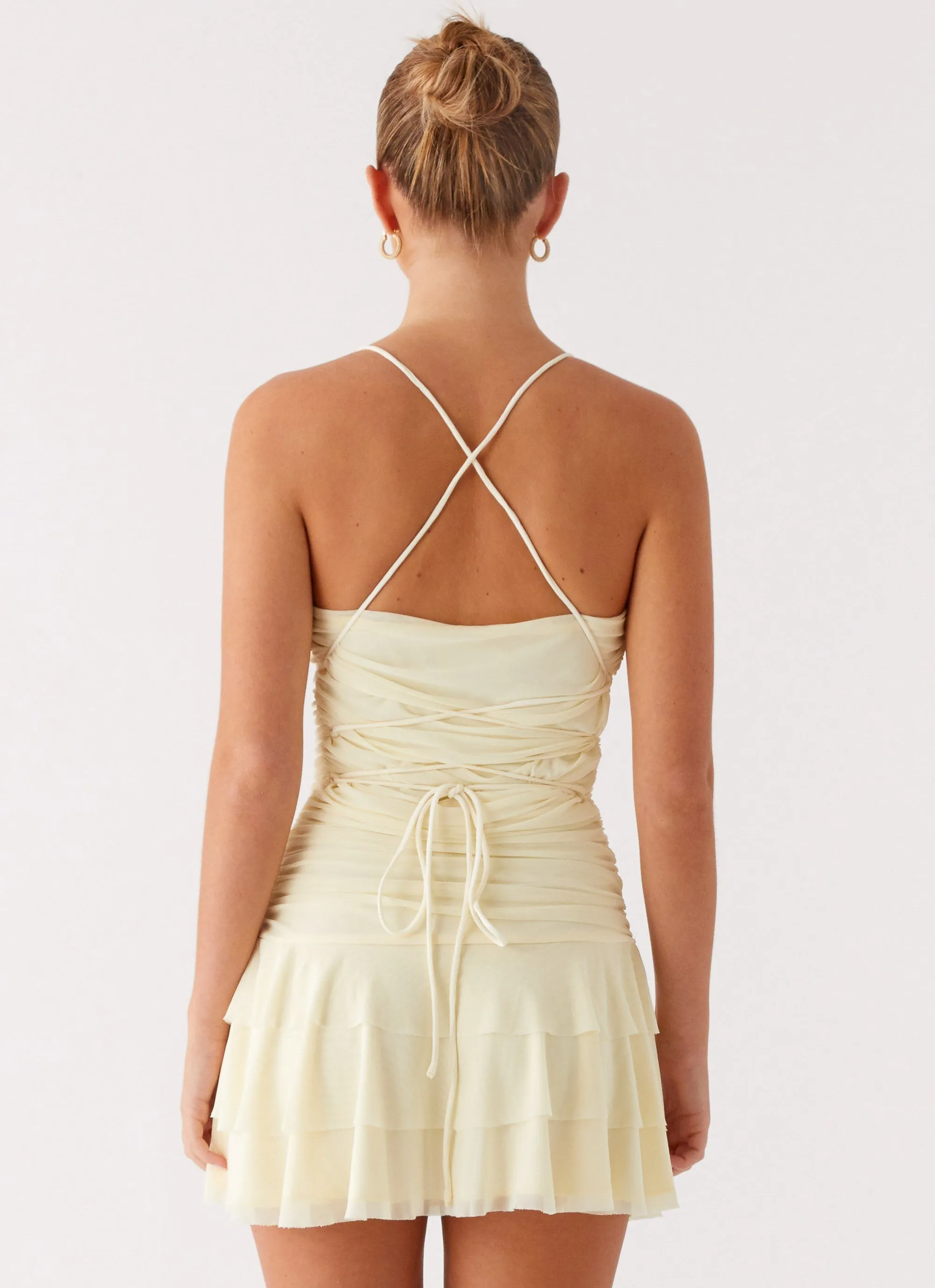 Easy Movement Crochet Style Emily Mini Dress - Yellow