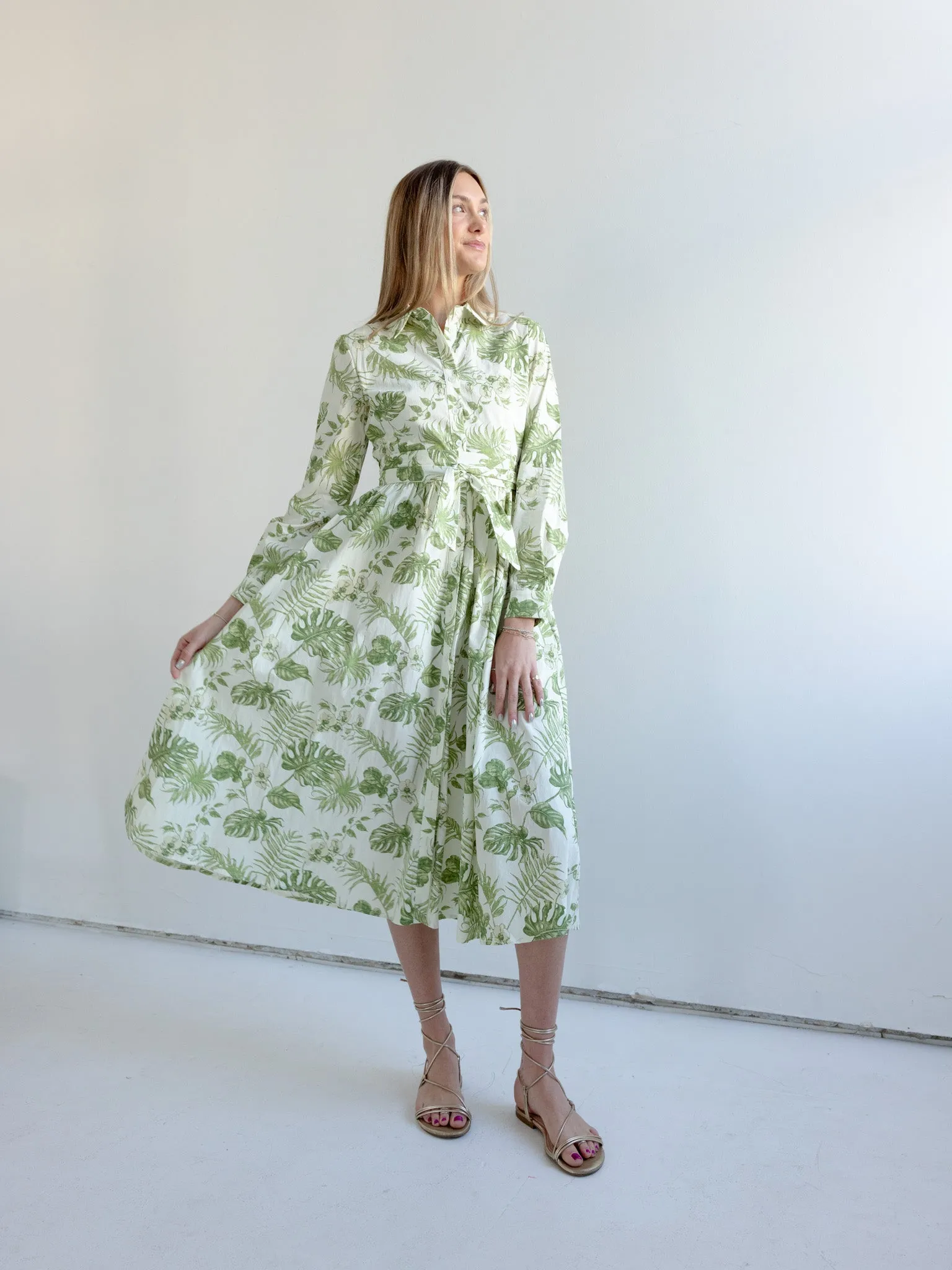 Beach Walk Luxe Fit Fern Belted Midi Dress