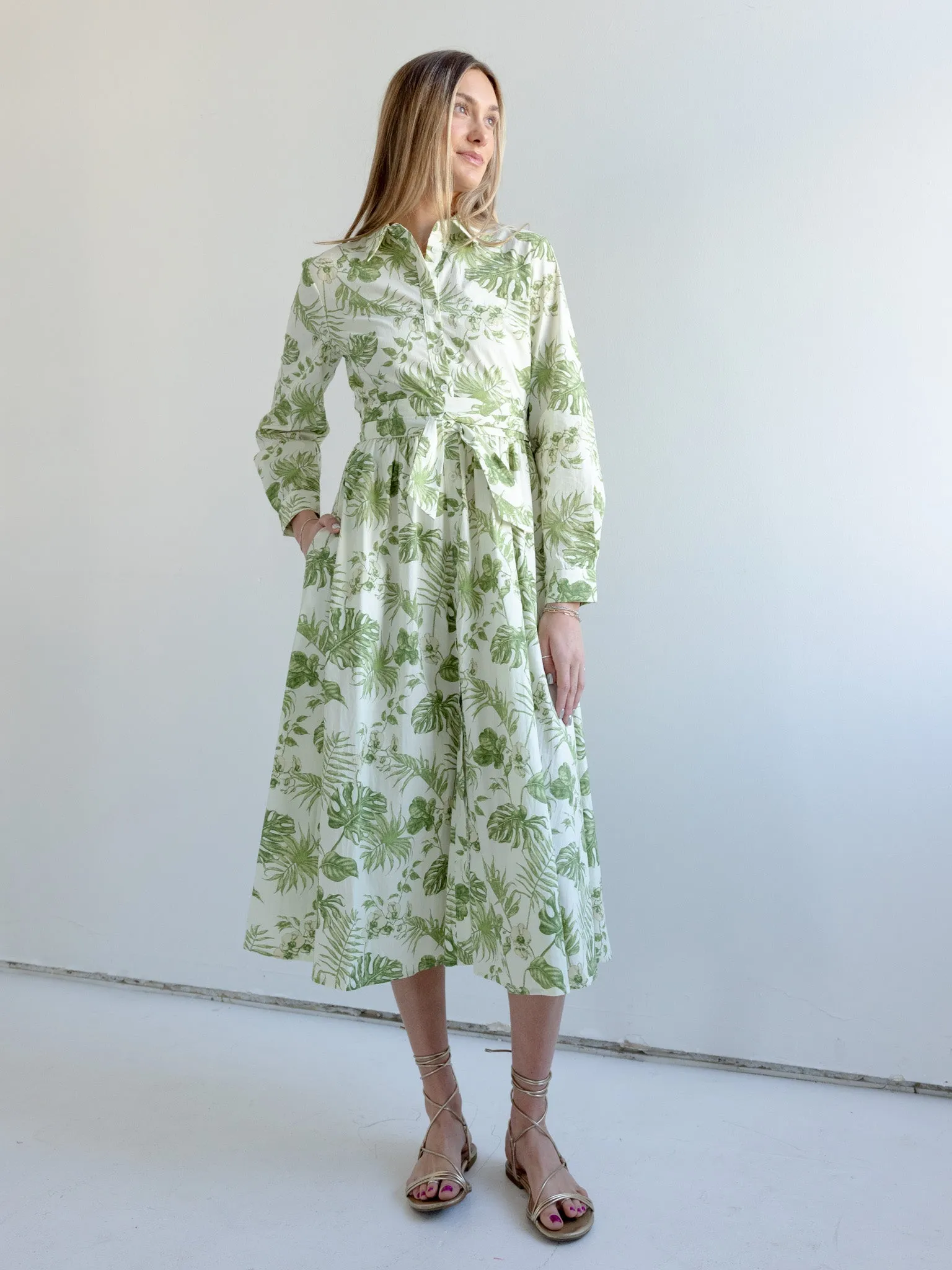 Pure Aesthetic Fern Belted Midi Dress