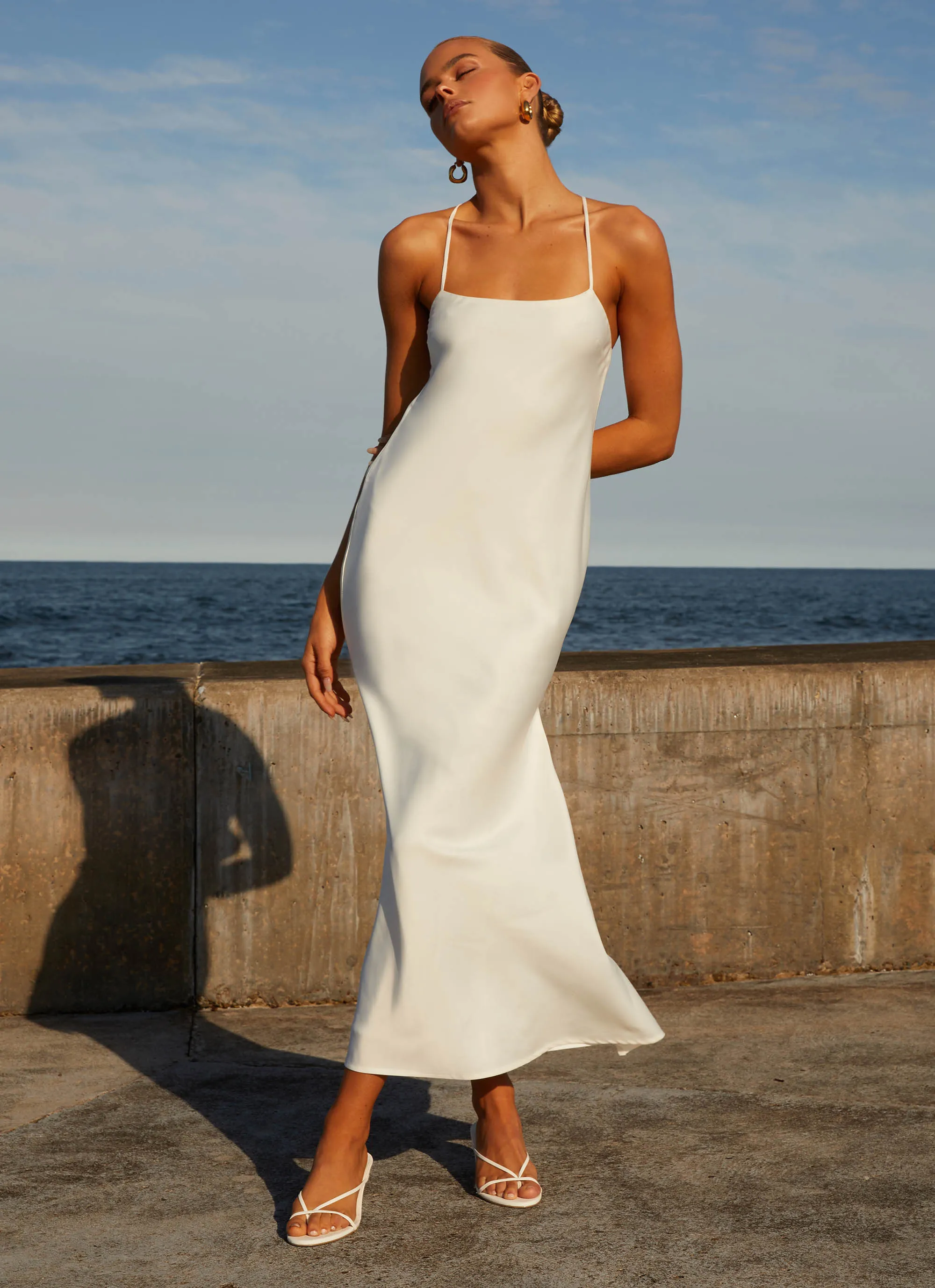 Runway Royalty Maxi Dress - White Feminine empire waist dress Stylish Choice