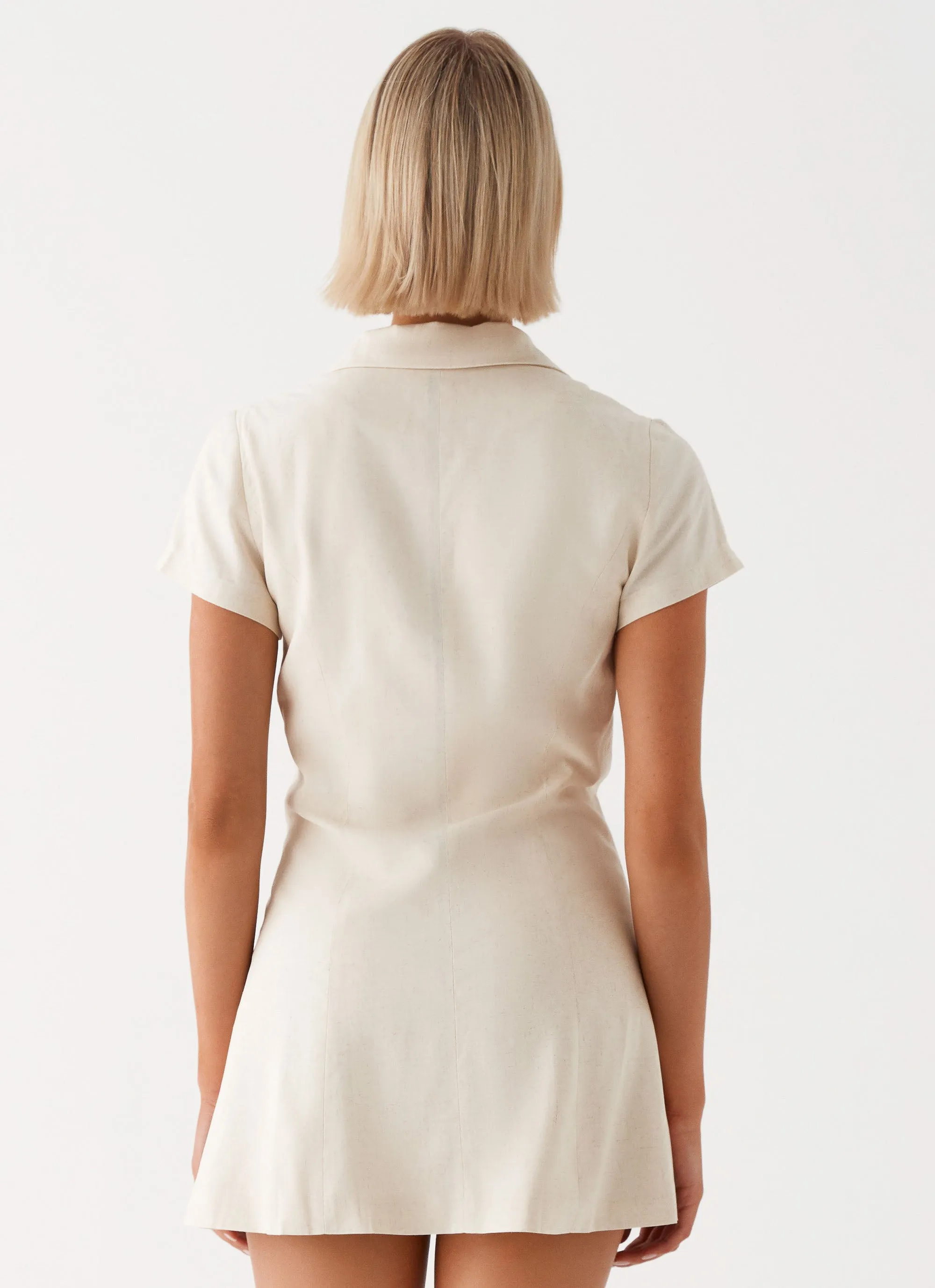 Russo Linen Mini Dress - Oatmeal Non Irritating Seams