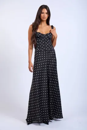 Relax Flex Rustic Charm Maxi Dress- Black Polka Dot