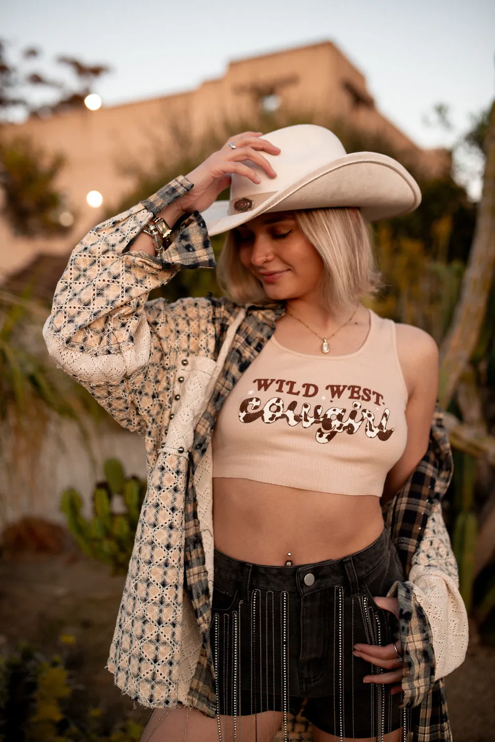 Rustic Rebel Studded Shacket NonPill Surface Treatment