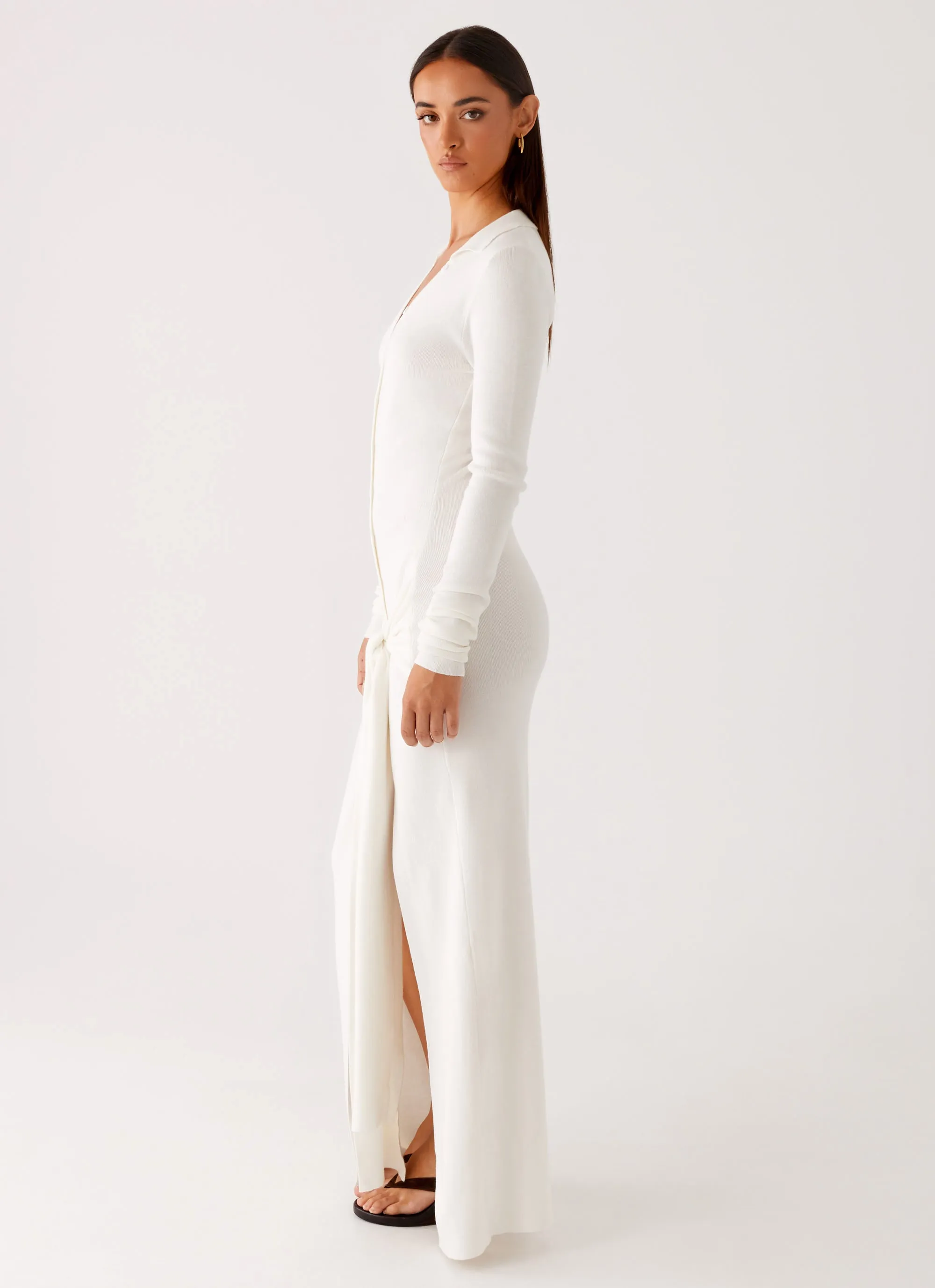 Minimal Design Sabetha Knit Maxi Dress - White