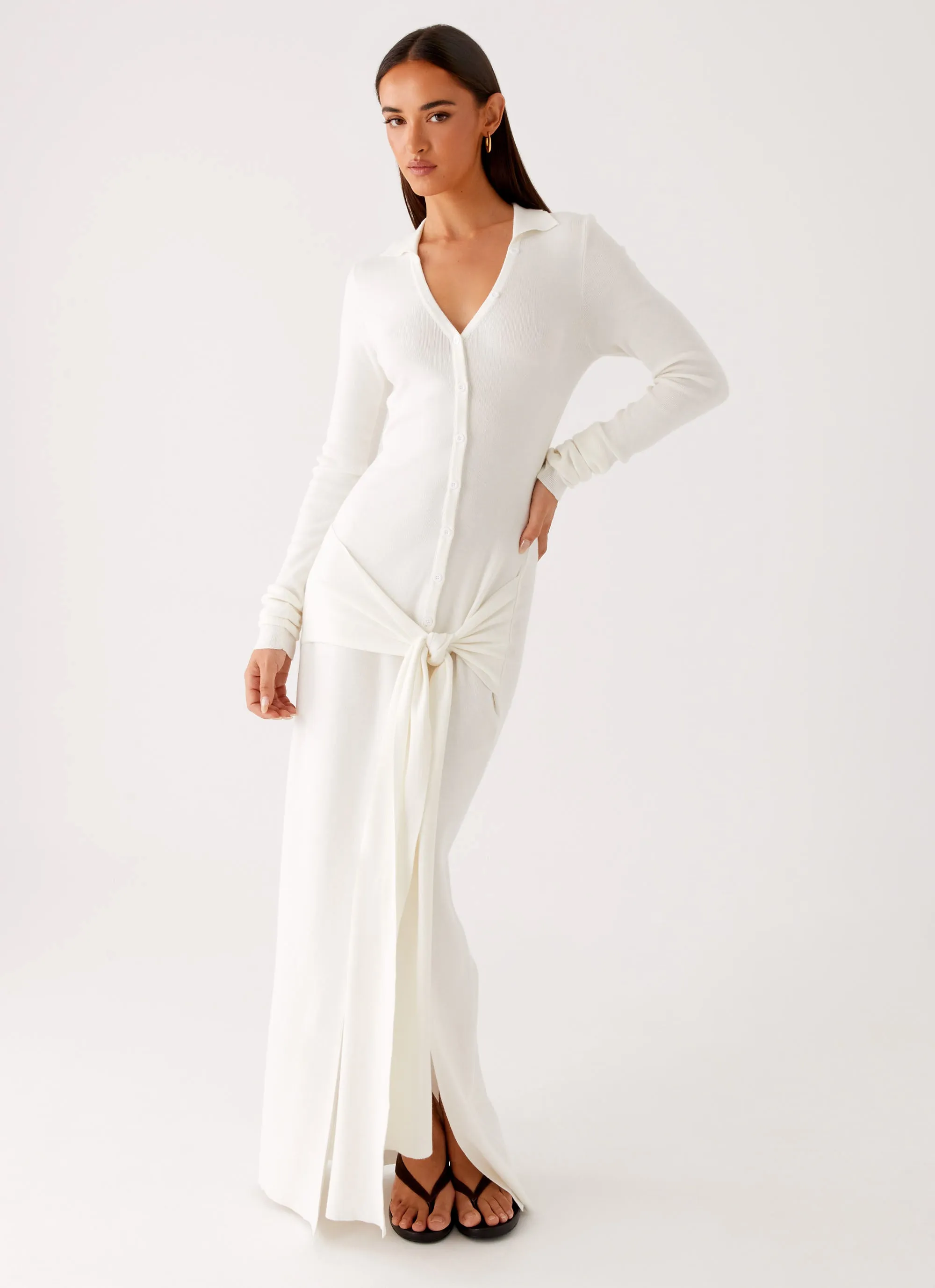 Body Harmony Perfectly Crafted Sabetha Knit Maxi Dress - White