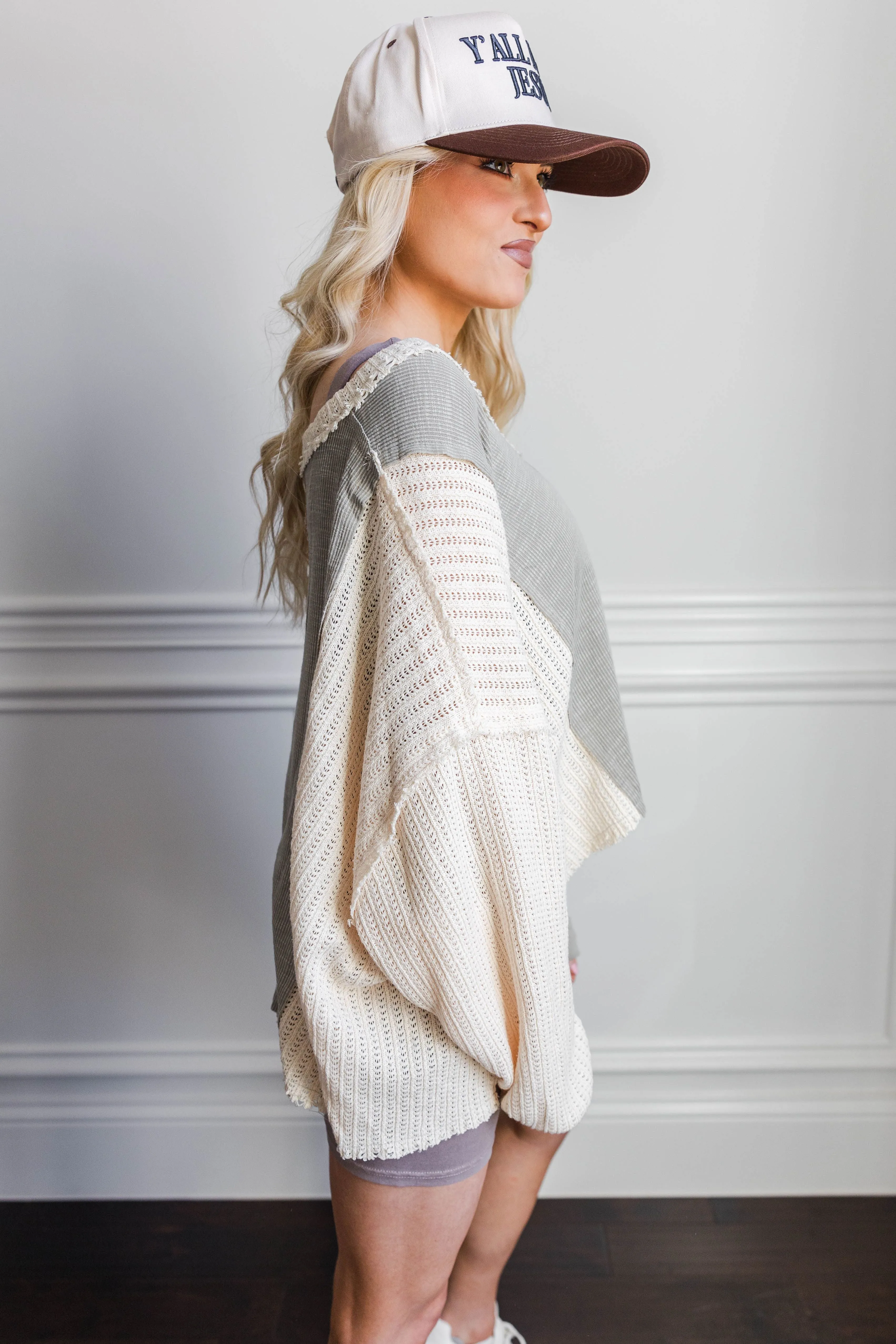 Sage Haven Sweater Layered Hemline Unlined Design