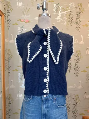 Double Stitched Hem Sailor Sleeveless Knit