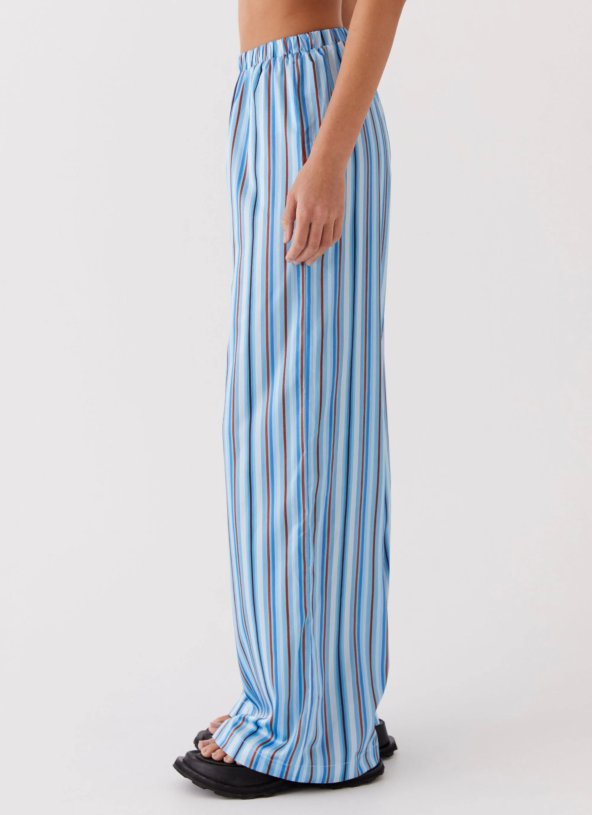 Salta Satin Pants - Blue Stripe AntiSnagZippers Everyday Style