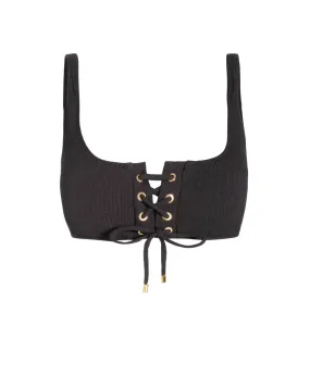 Metallic Finish cut out Samara Top In Black Texture
