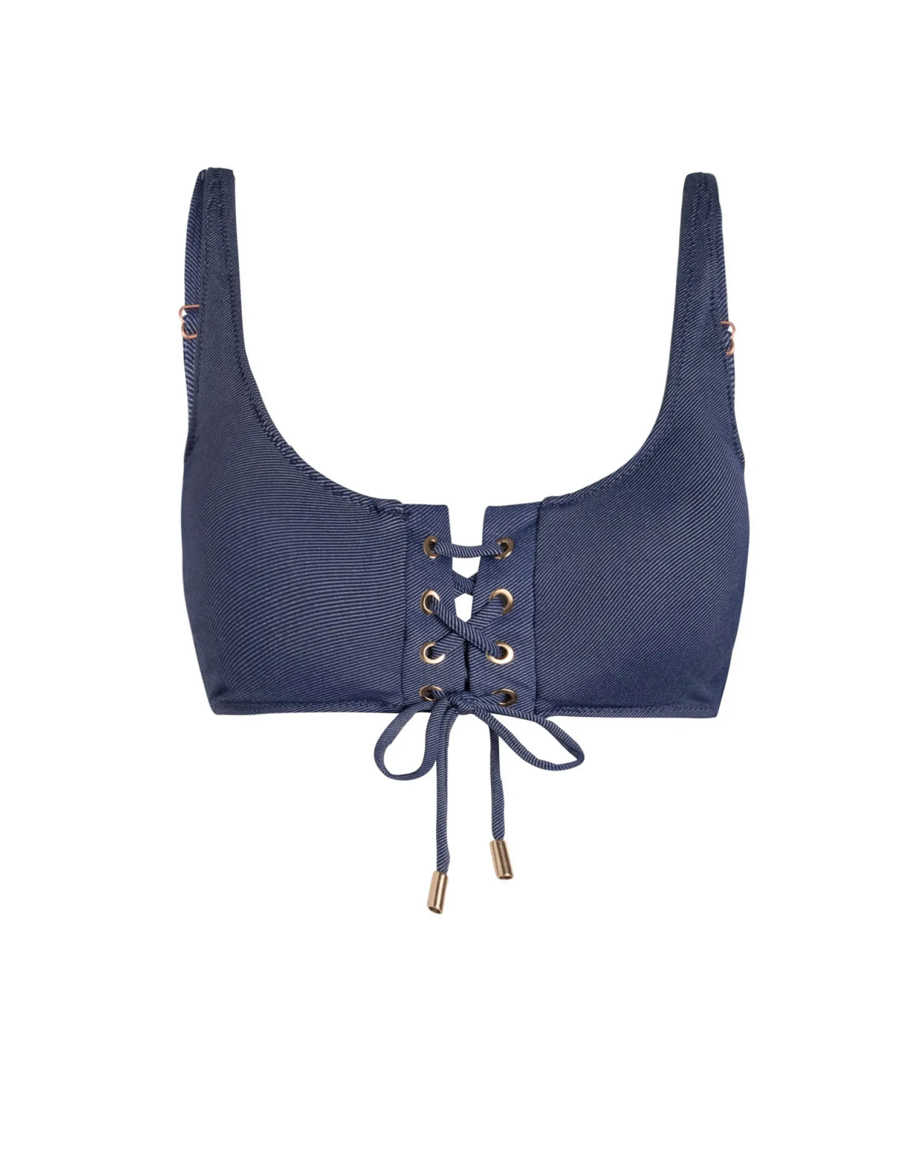 Samara Top In Indigo Twill Abrasion Free Edging