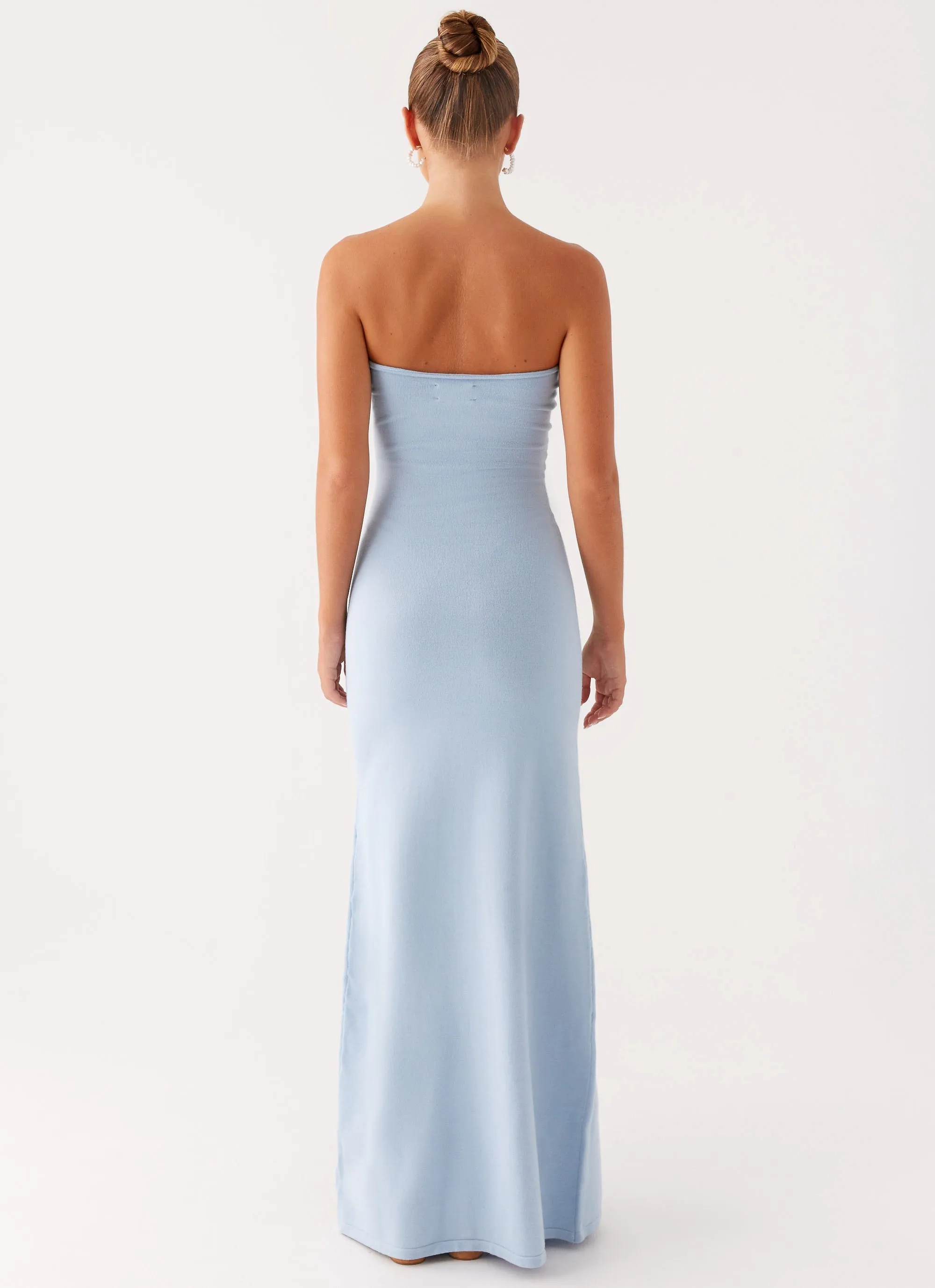 Calm Tone Light Cloud Samson Knit Maxi Dress - Blue