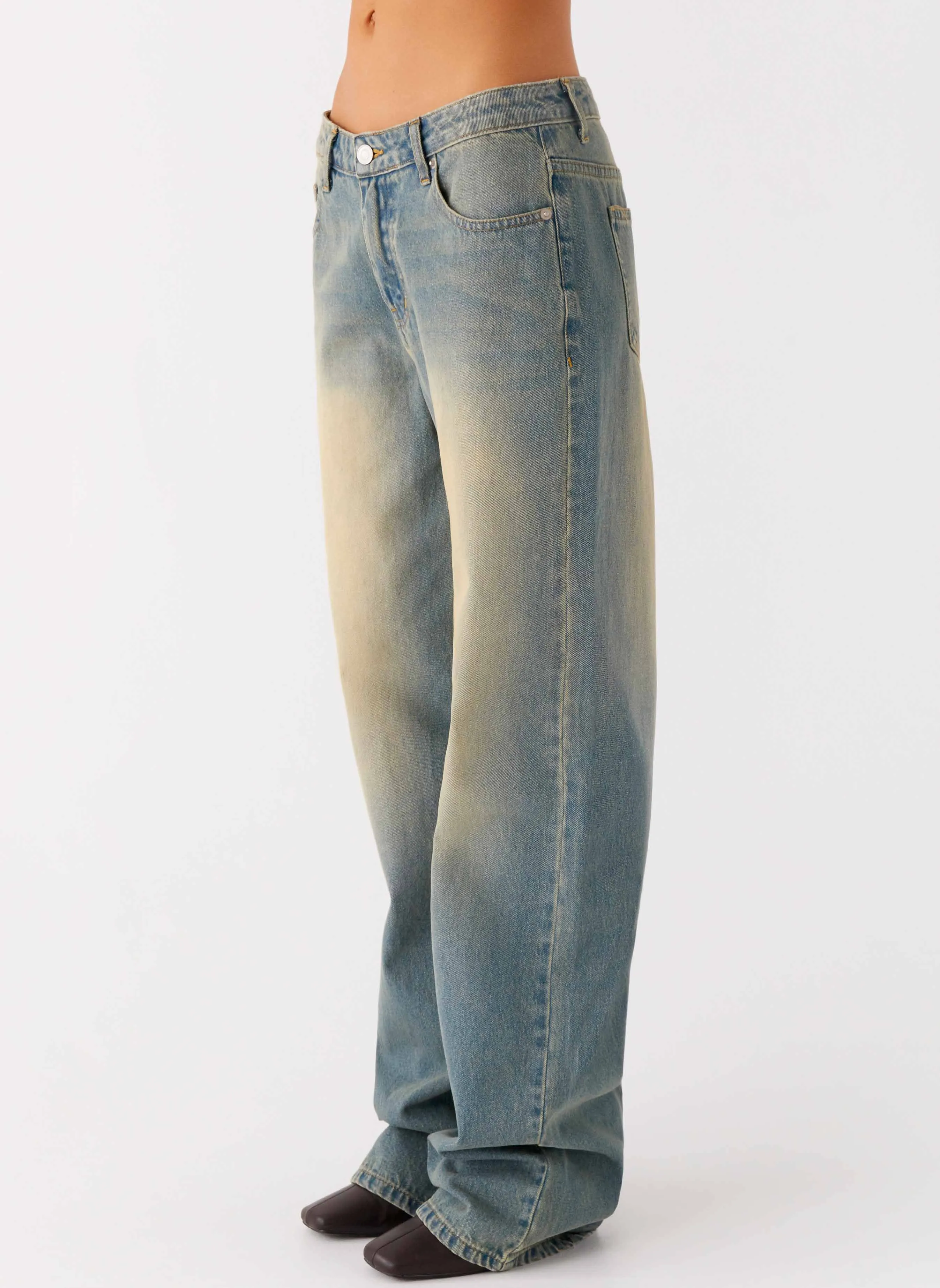 San Diego Straight Leg Jeans - Blue Wash Simple Style Rugged Construction