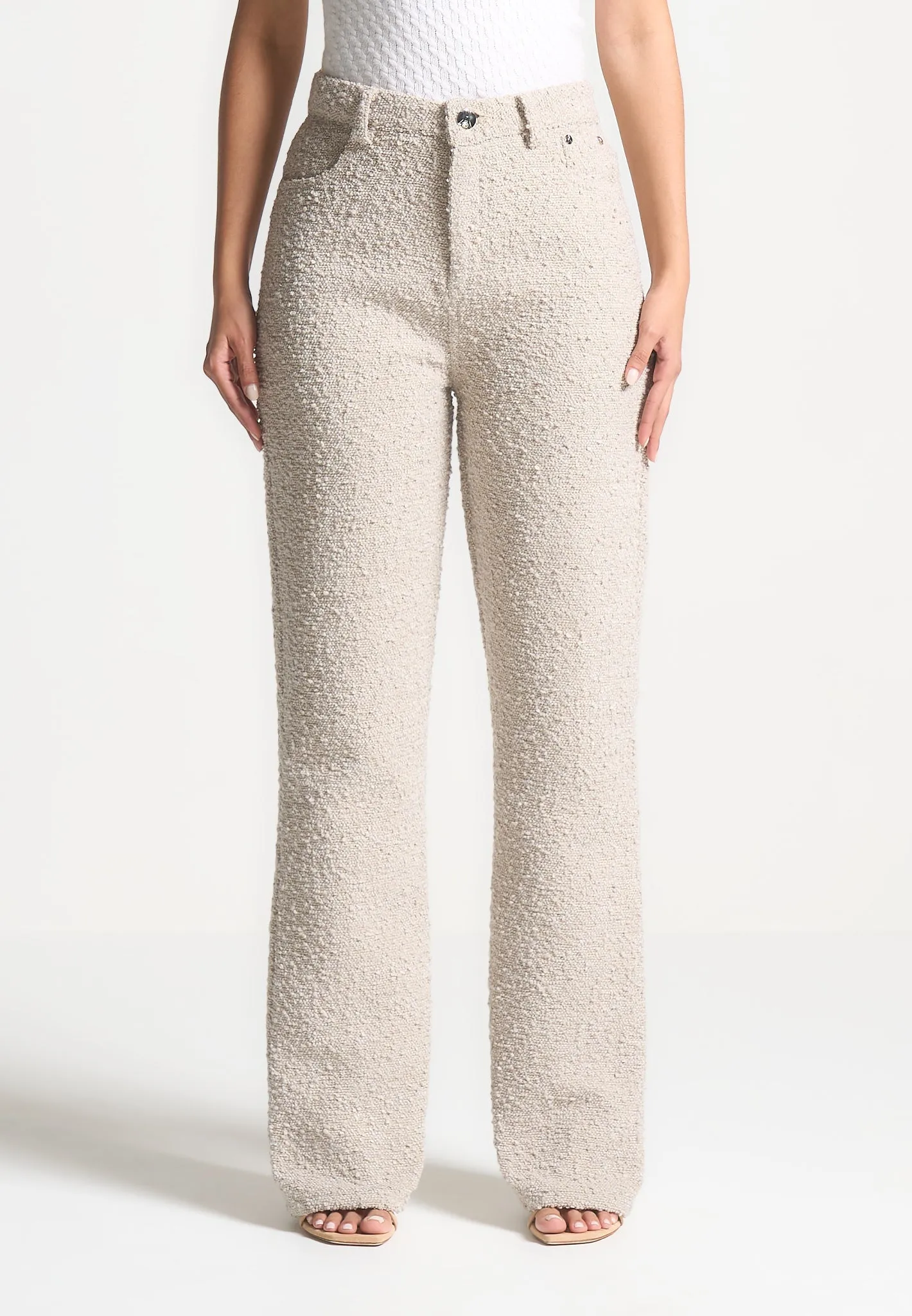 Eco Friendly Dye Sara - Boucle Straight Leg Jeans - Beige