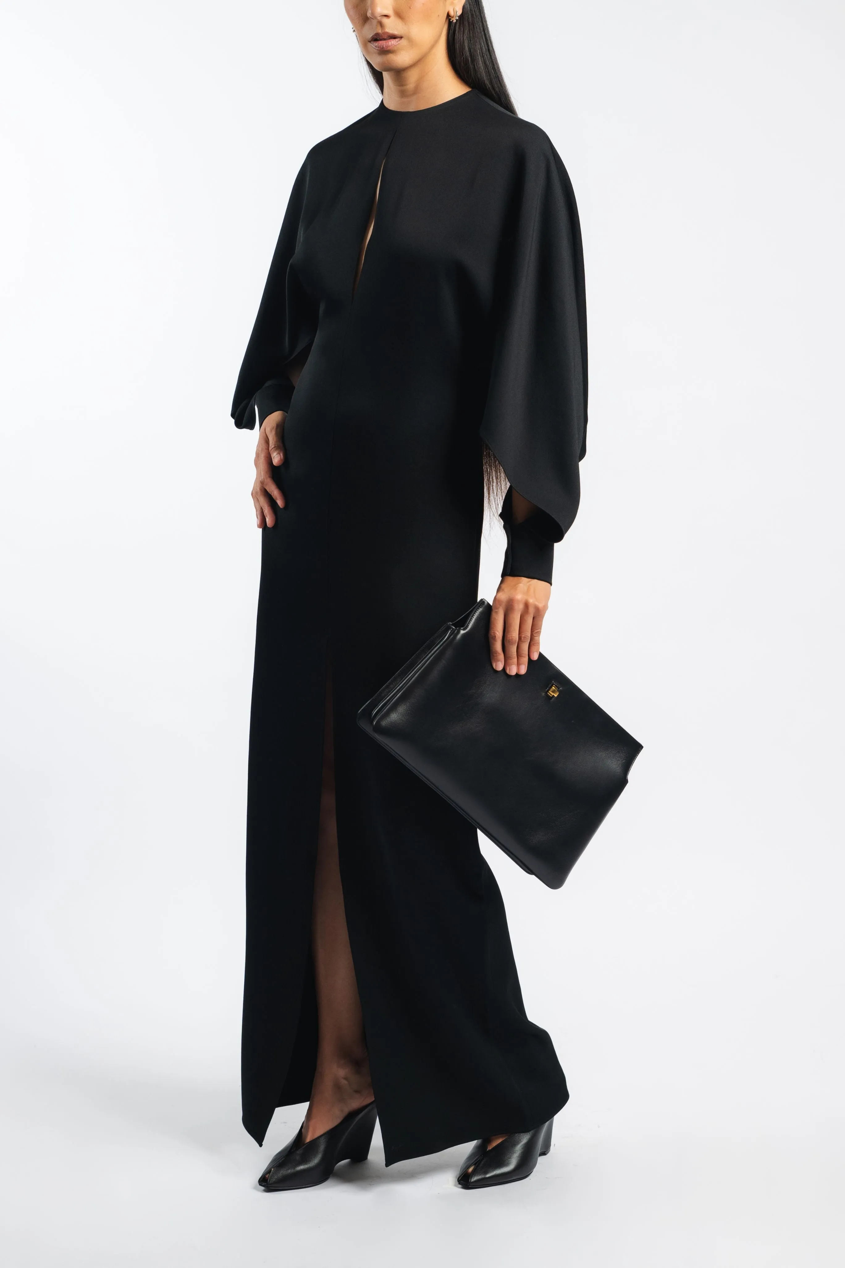 Satin Slit Sleeve Gown Soft Comfort