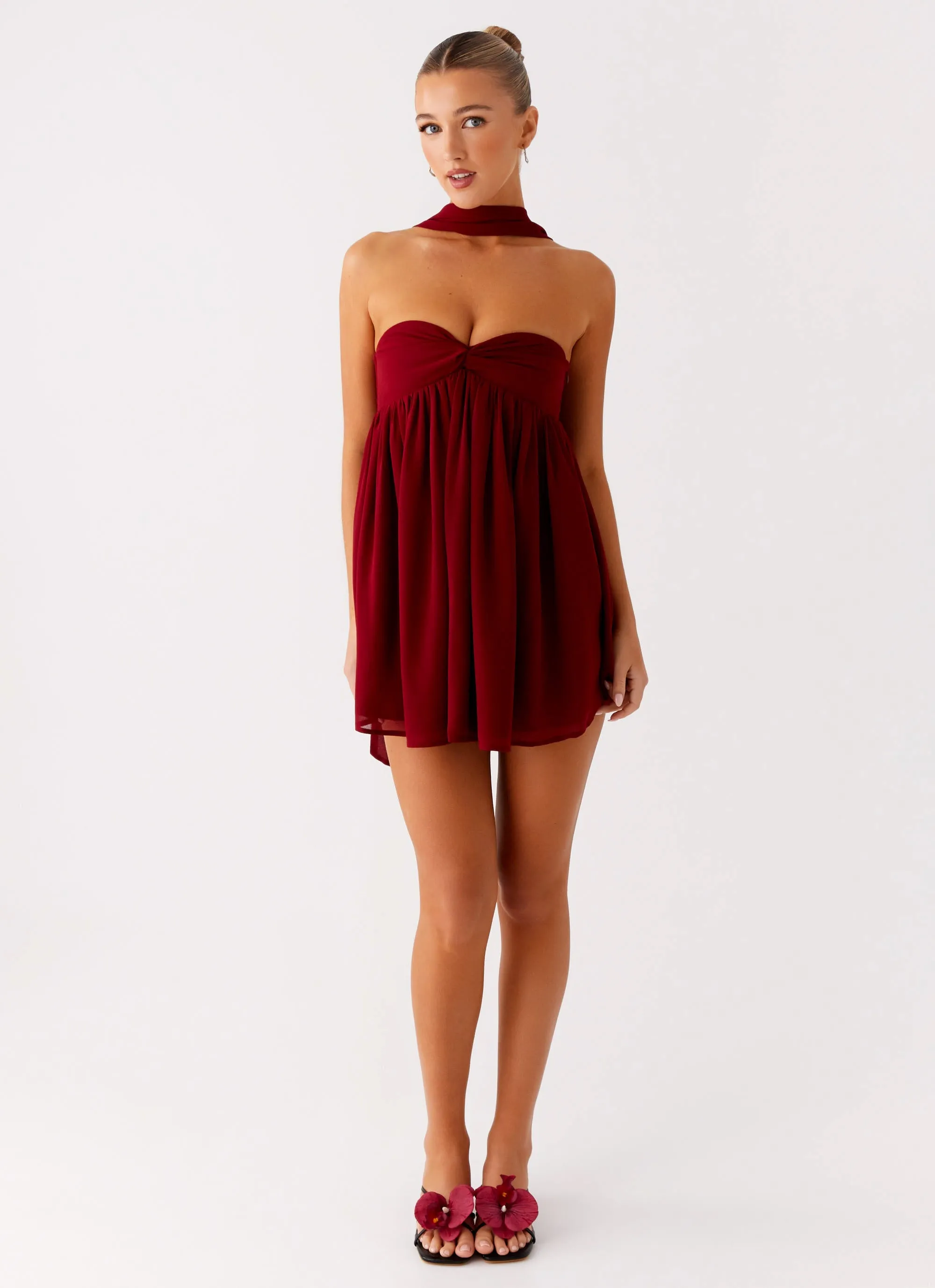 Saturn Mini Dress - Maroon Clean Aesthetic Linen Soft