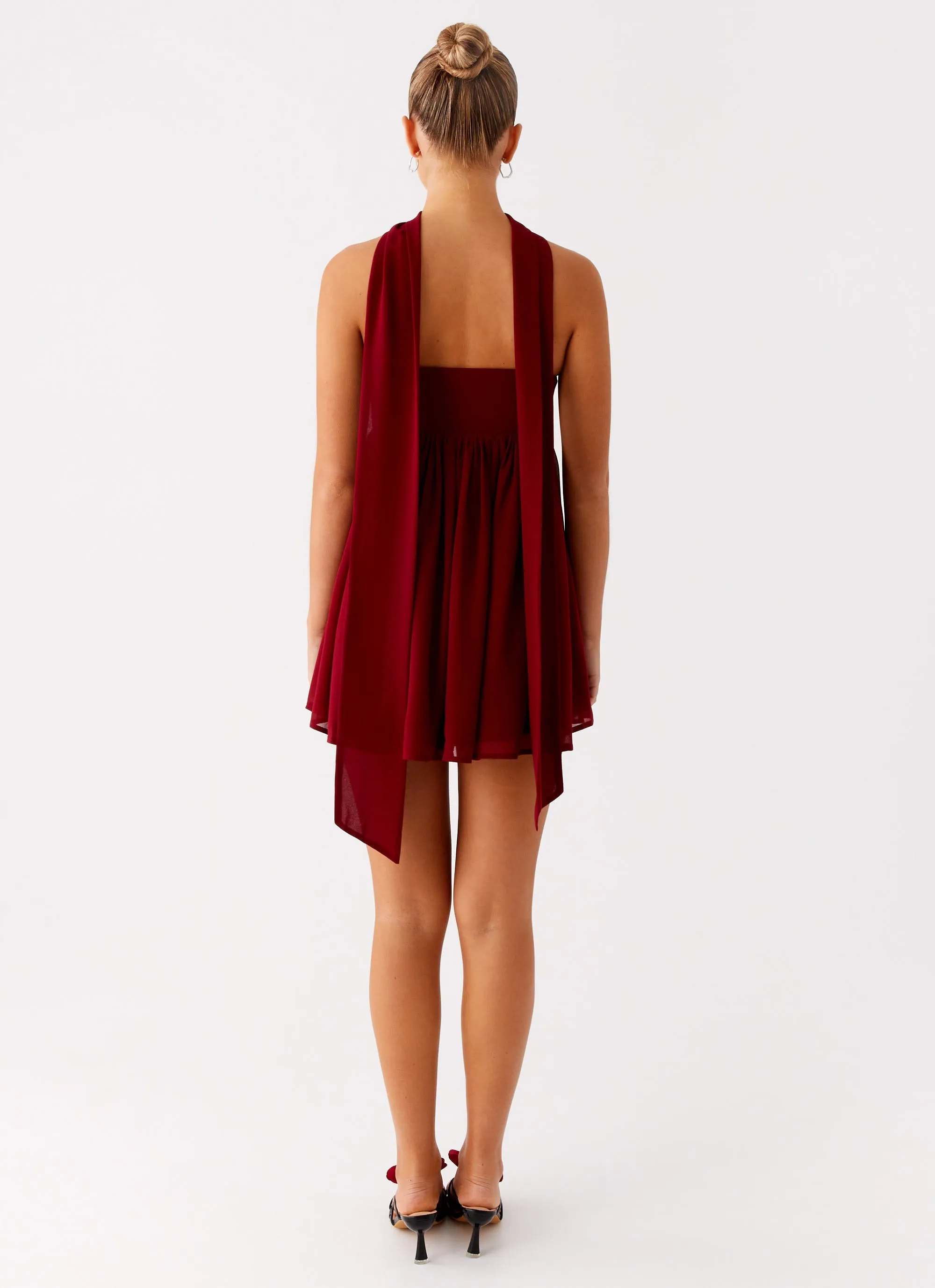 Knitted Fabric Saturn Mini Dress - Maroon