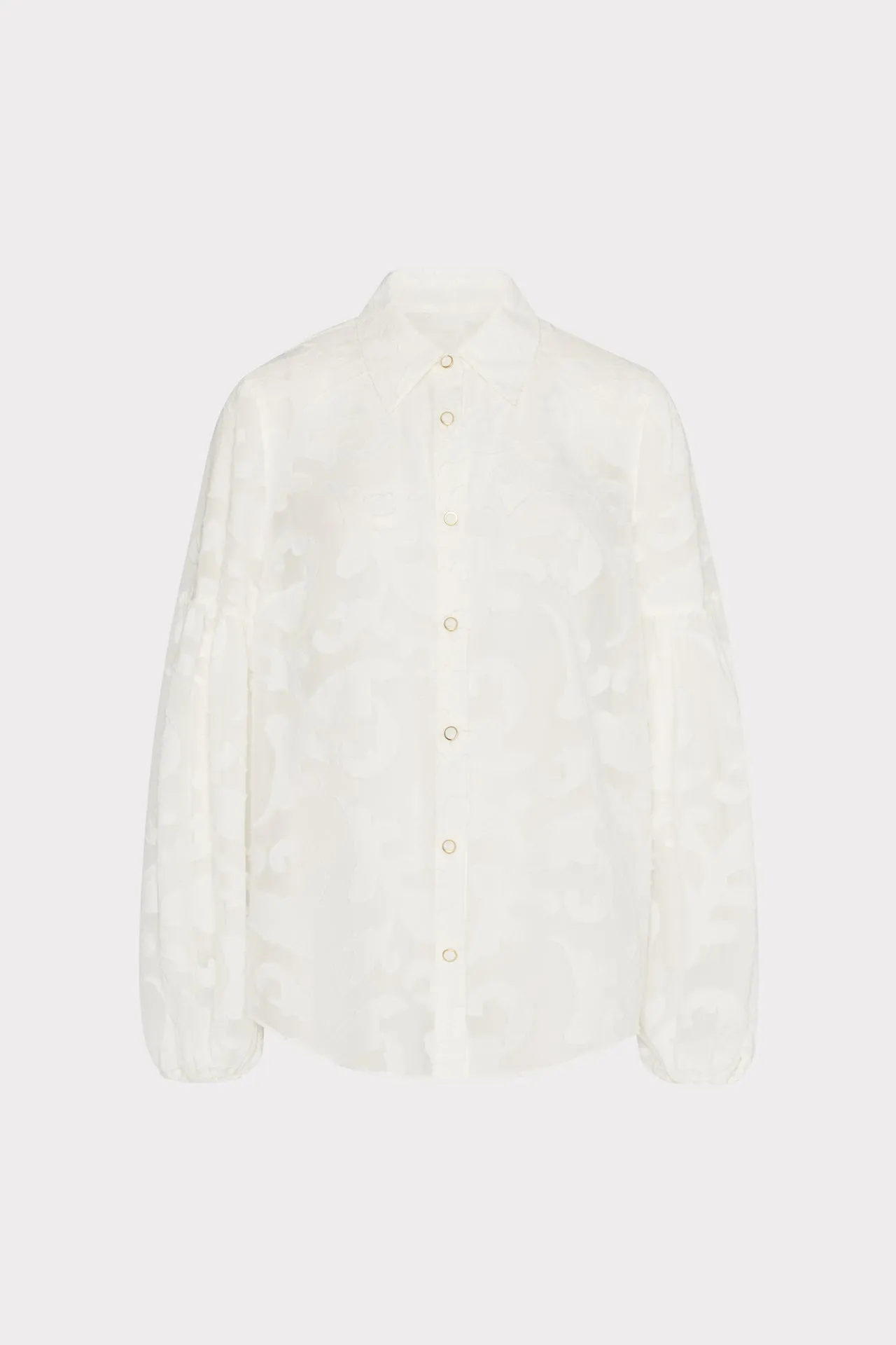 Recycled Material Blend Everyday Wear Scroll Burnout Button Up Top