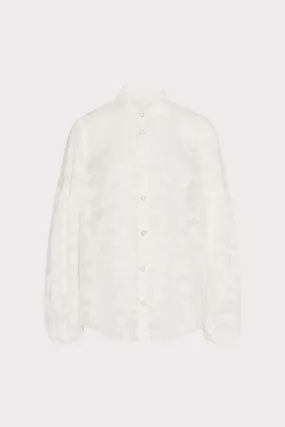 Recycled Material Blend Everyday Wear Scroll Burnout Button Up Top