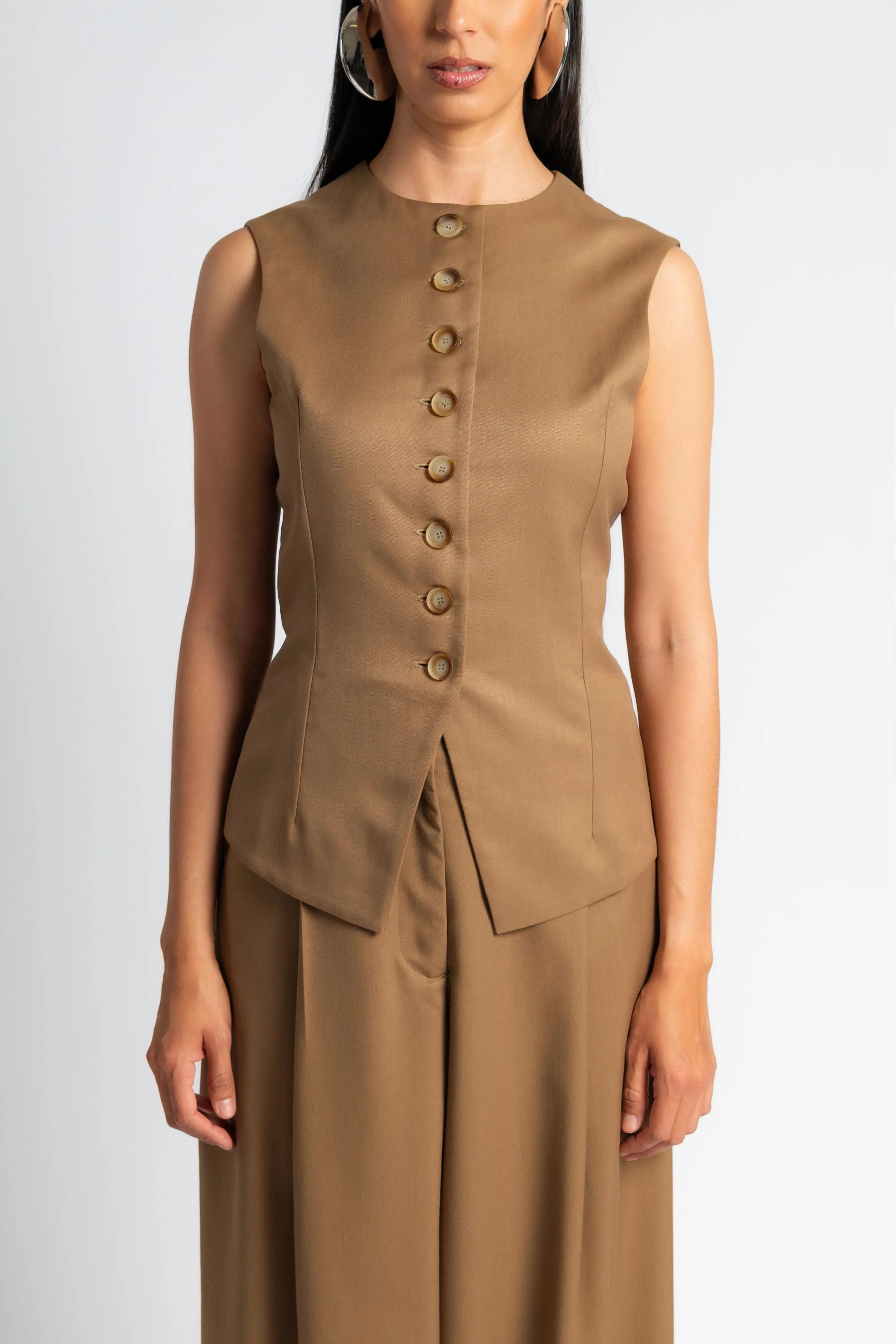 Sculpted Vest Layered Panel Construction Soft Inner Lining