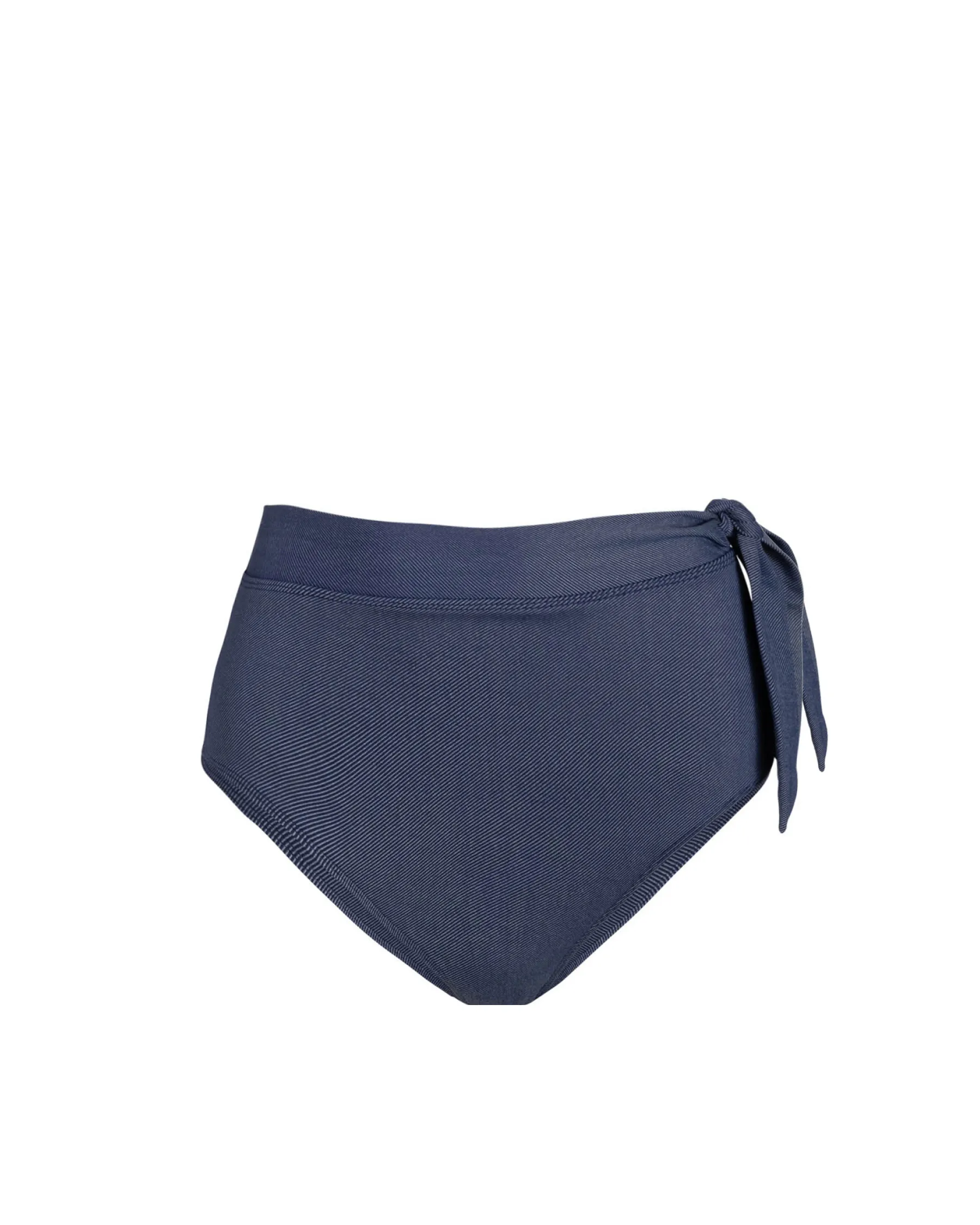 Pastel Shades Side Tie High Waist Bottom In Indigo Twill