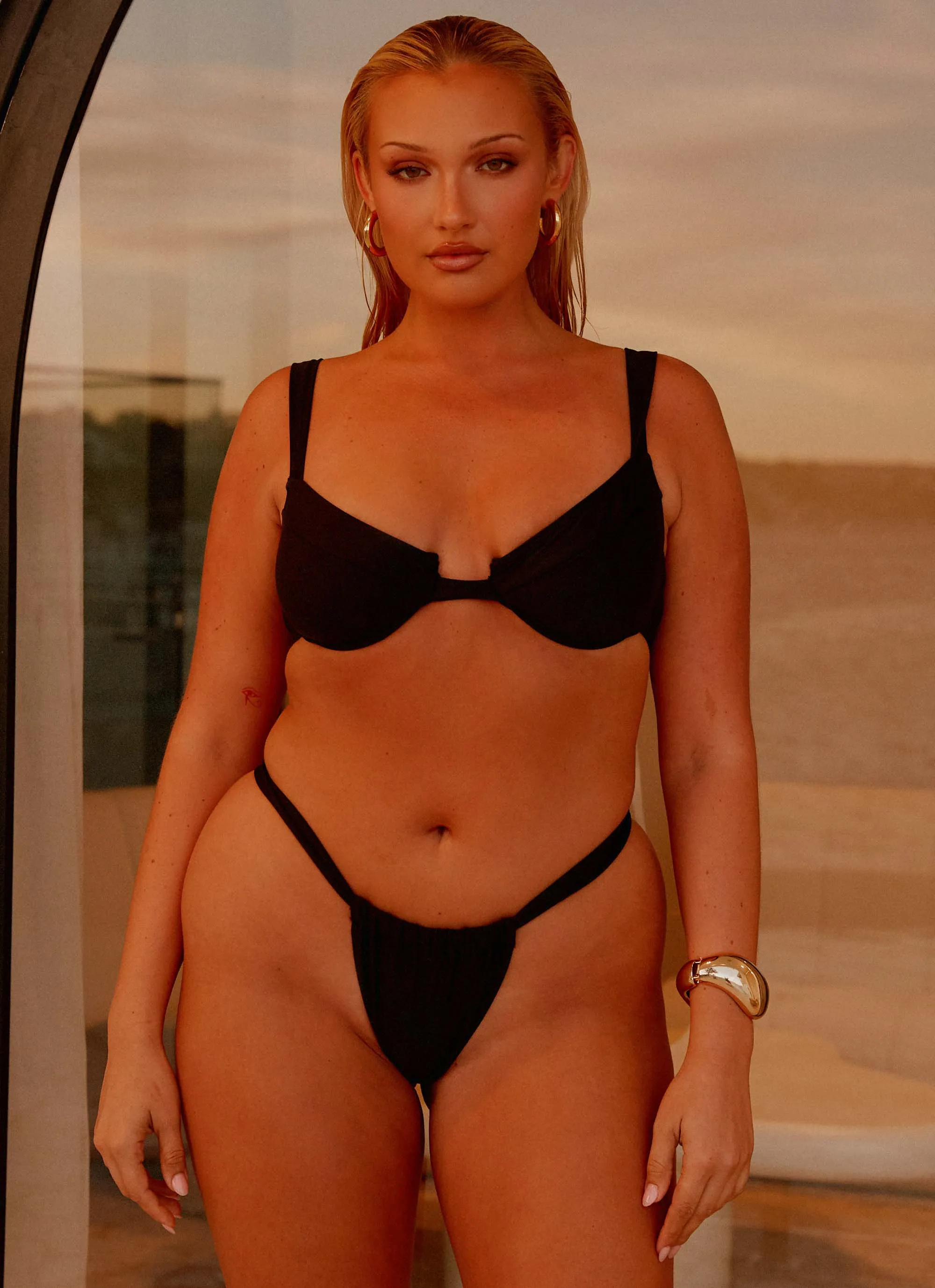 Teens Side Strap Airlie Scrunch Bikini Bottoms - Black