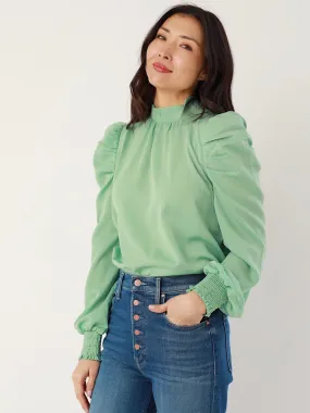 Cozy Layer Seafoam Puff Sleeve Blouse